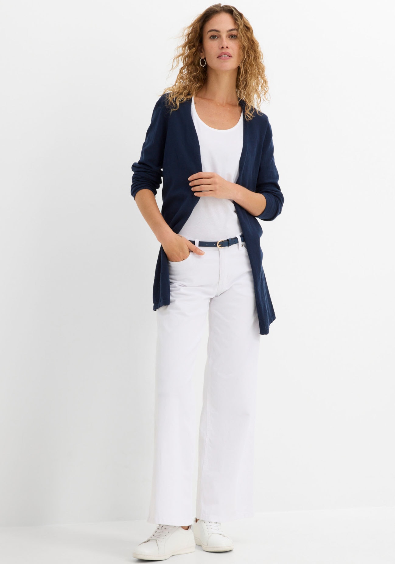 bonprix Strickjacke lockere Passform, Slub-Strick, Casual Stil, aus Baumwolle
