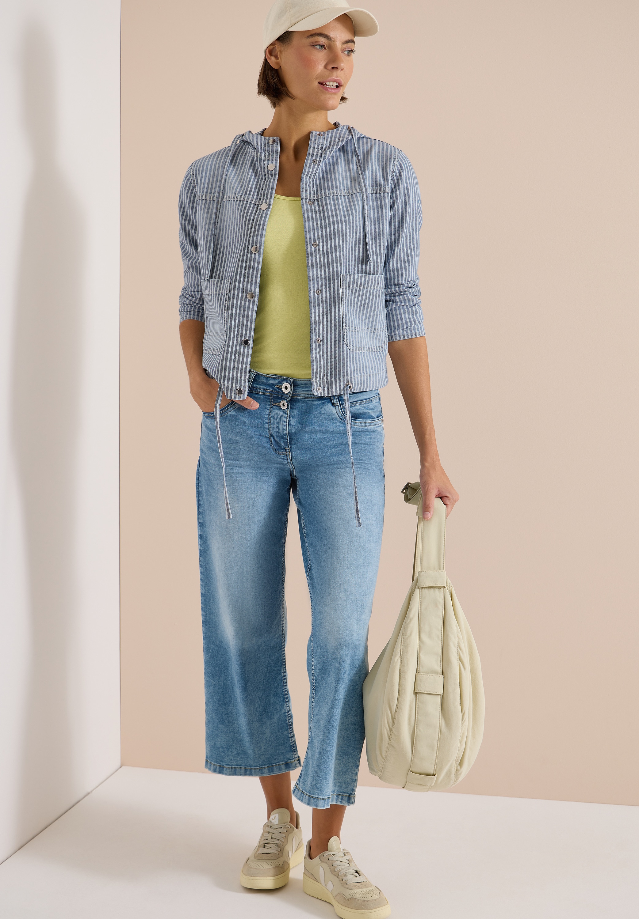 Cecil Hemdjacke mit Kapuze Overshirt mit Kapuze und Streifen