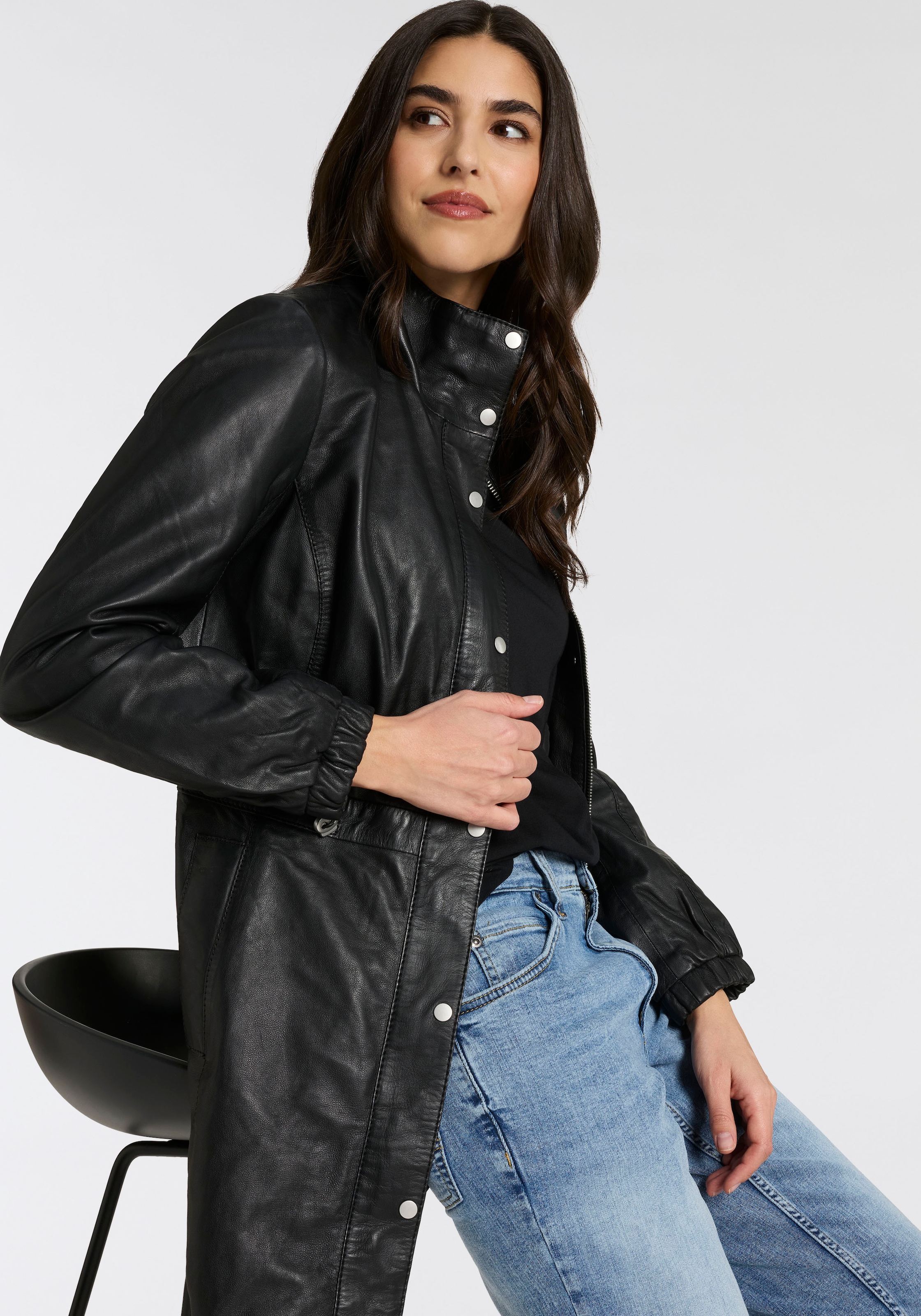 Mauritius Lederjacke »MWCharlott« Mantel mit verstellbarer Taille