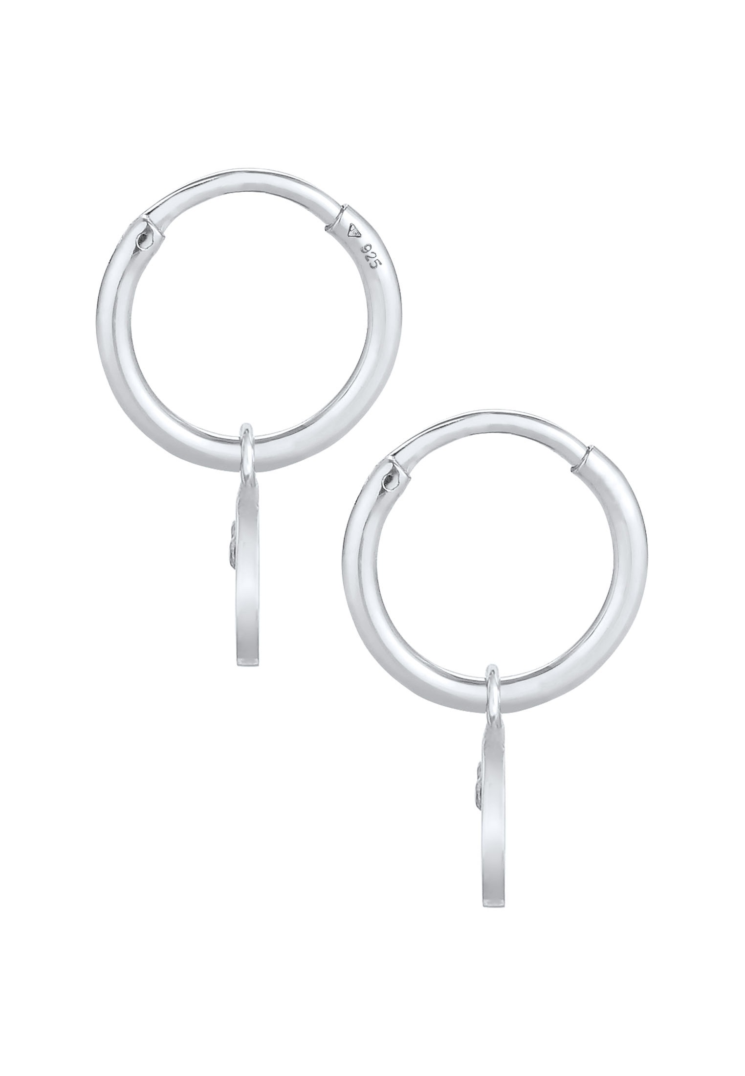Elli Paar Creolen »Ohrringe Creolen Trend Smiling Plättchen 925 Silber«