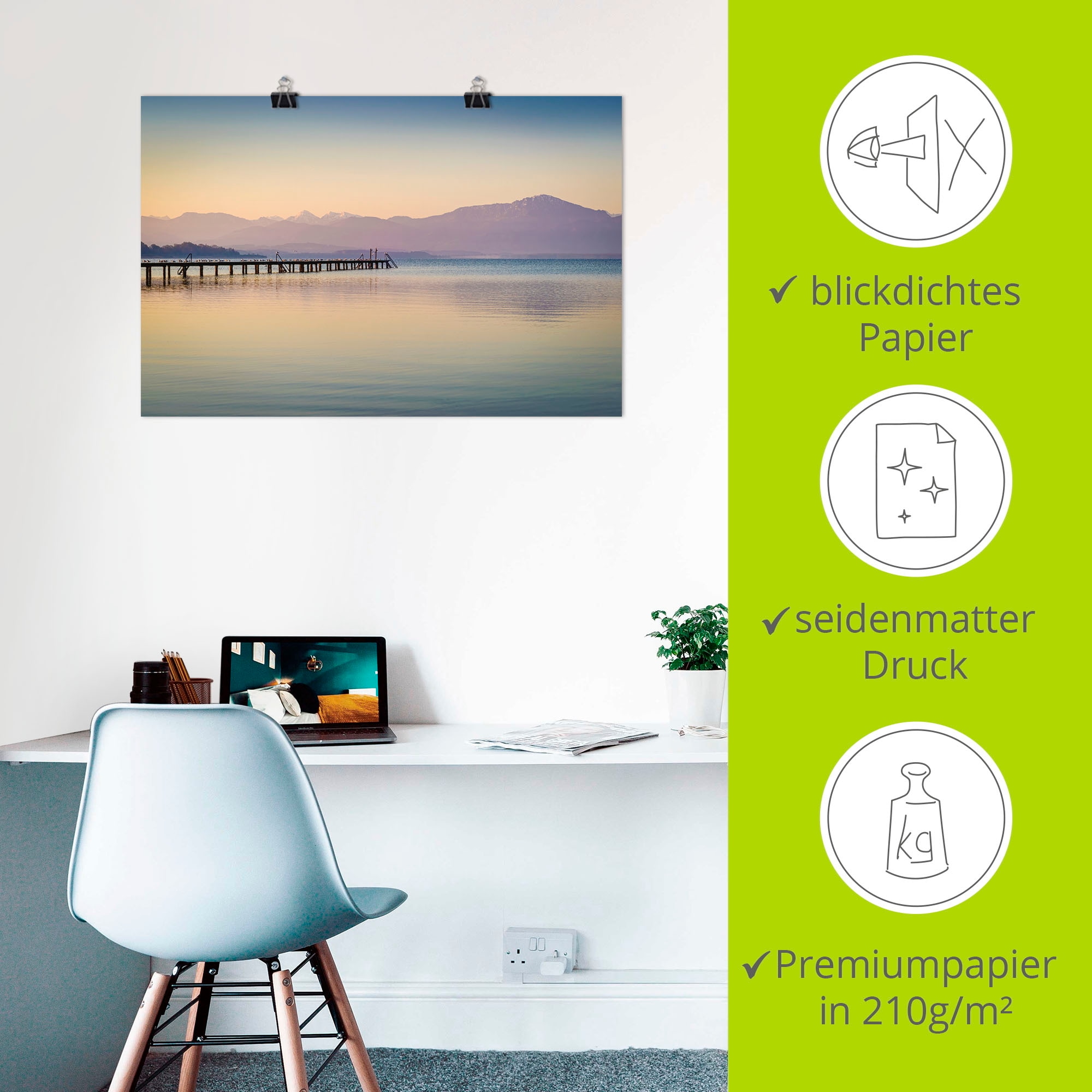 Artland Wandbild »Morgen am Chiemsee«, Seebilder, (1 St.), als Alubild, Outdoorbild, Leinwandbild, Poster in verschied. Größen