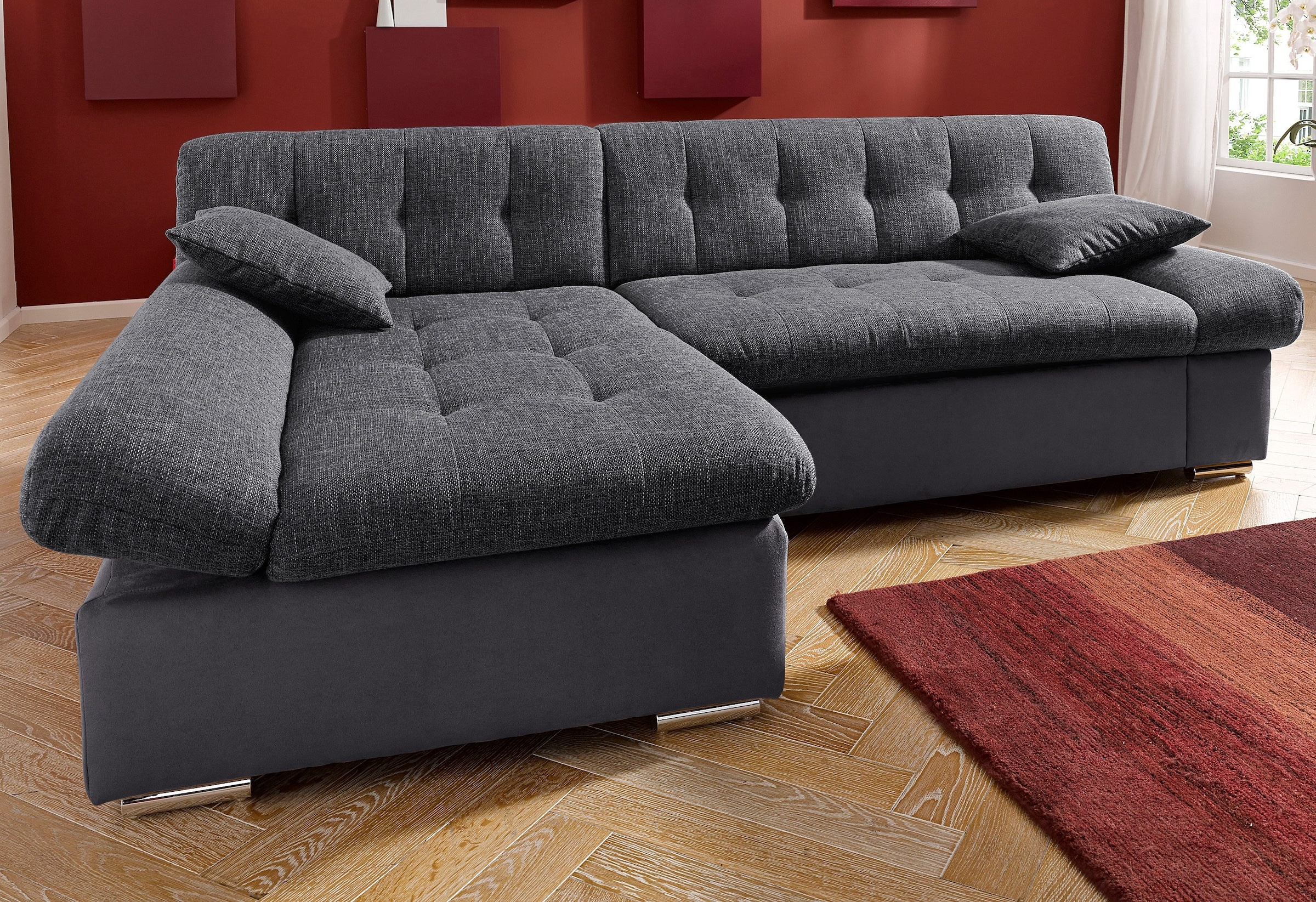 TRENDMANUFAKTUR Ecksofa »Reggae, modern und bequem, aktueller Materialmix, L-Form«, inkl. verstellbare Armlehne, wahlweise mit Bettfunktion