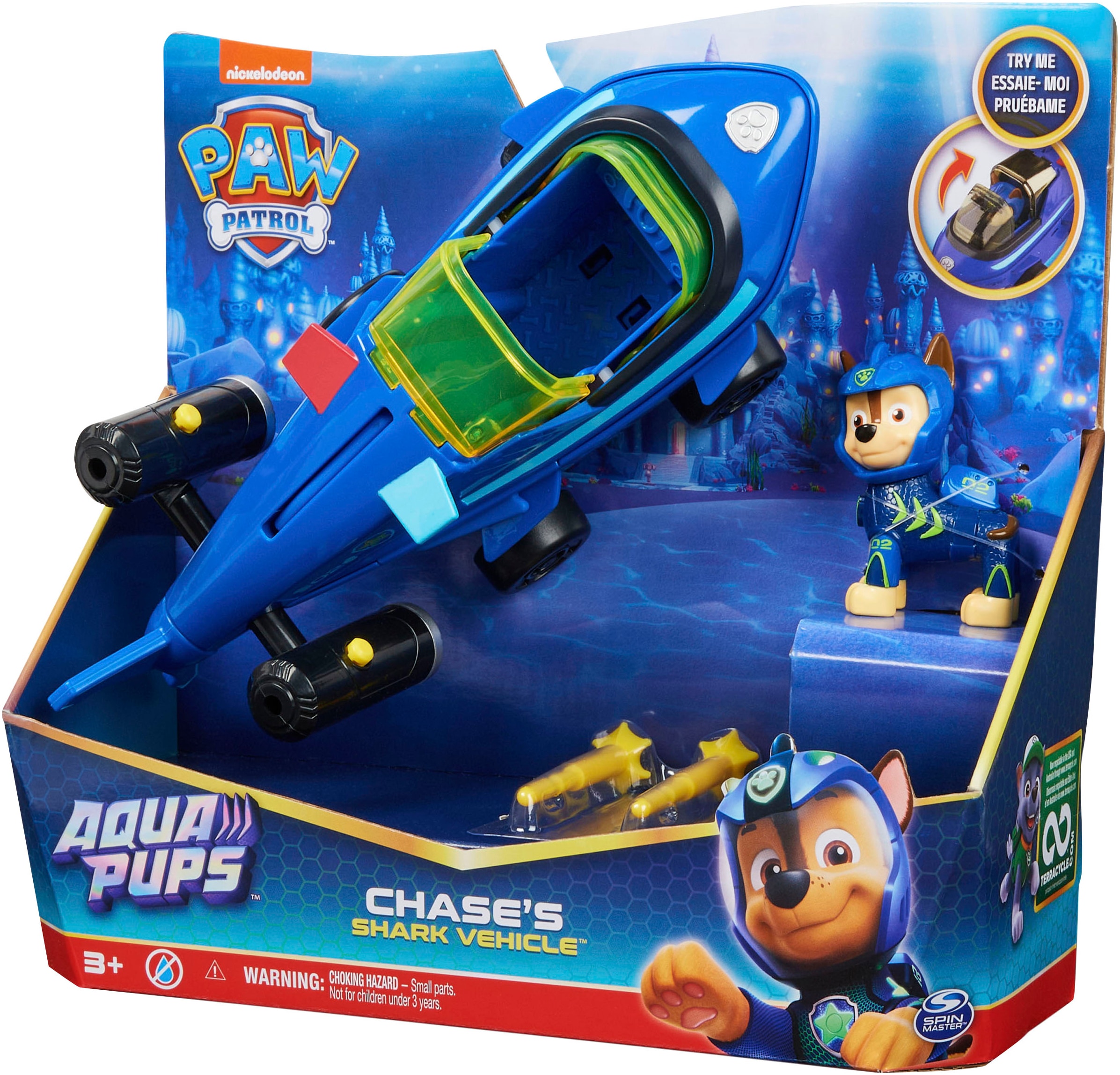 Spin Master Spielzeug-Auto »Paw Patrol - Aqua Pups - Basic Themed Vehicles Solid Chase«, mit Funktionen