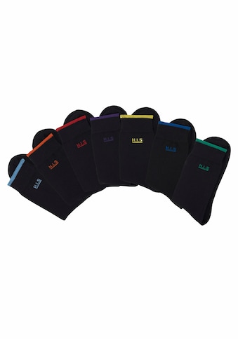 Socken, (7 Paar), mit farbigen Bündchen