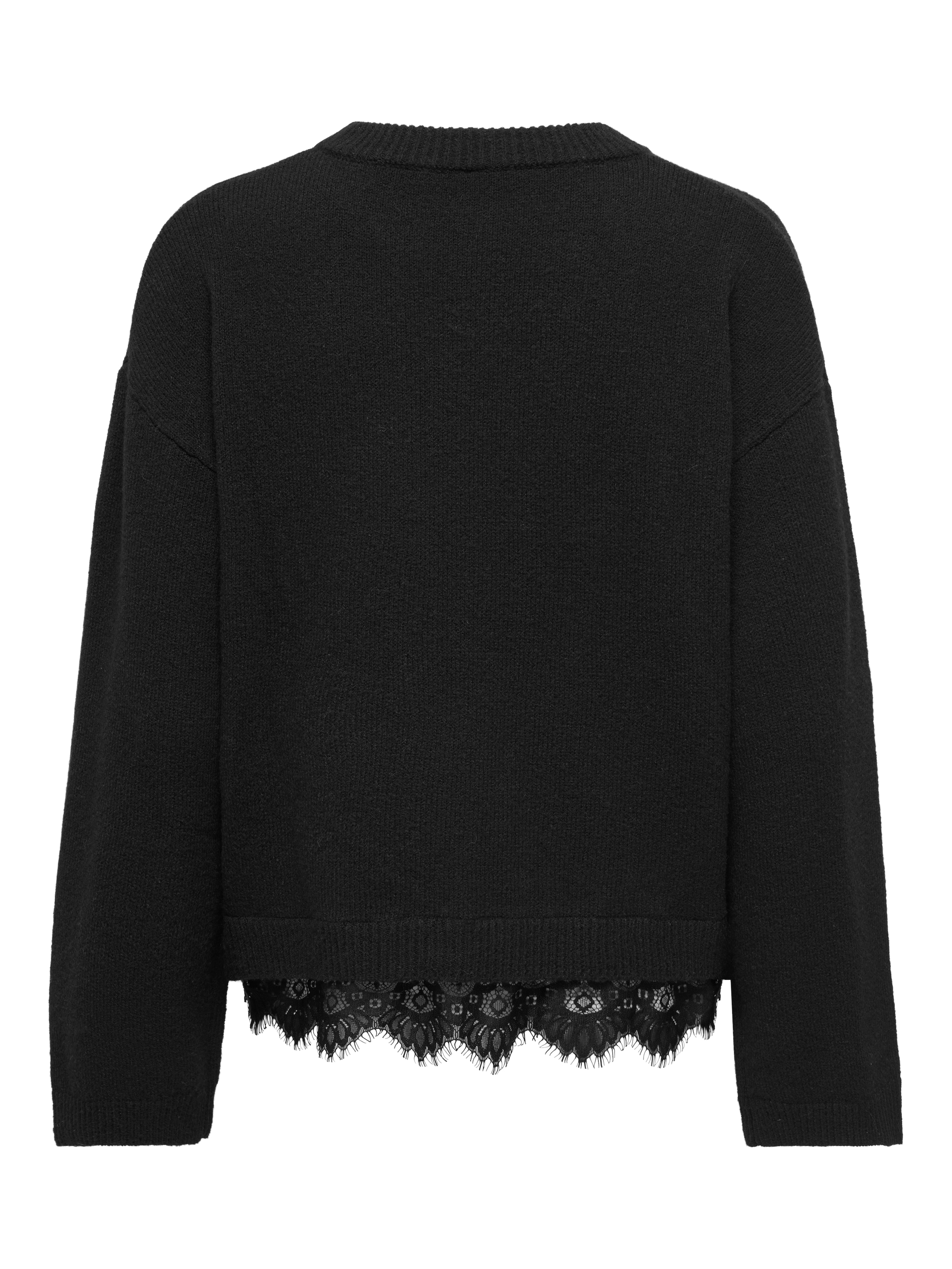 ONLY Strickpullover »ONLALIVIA LS LACE O-NECK CS KNT« Materialmix, regular fit