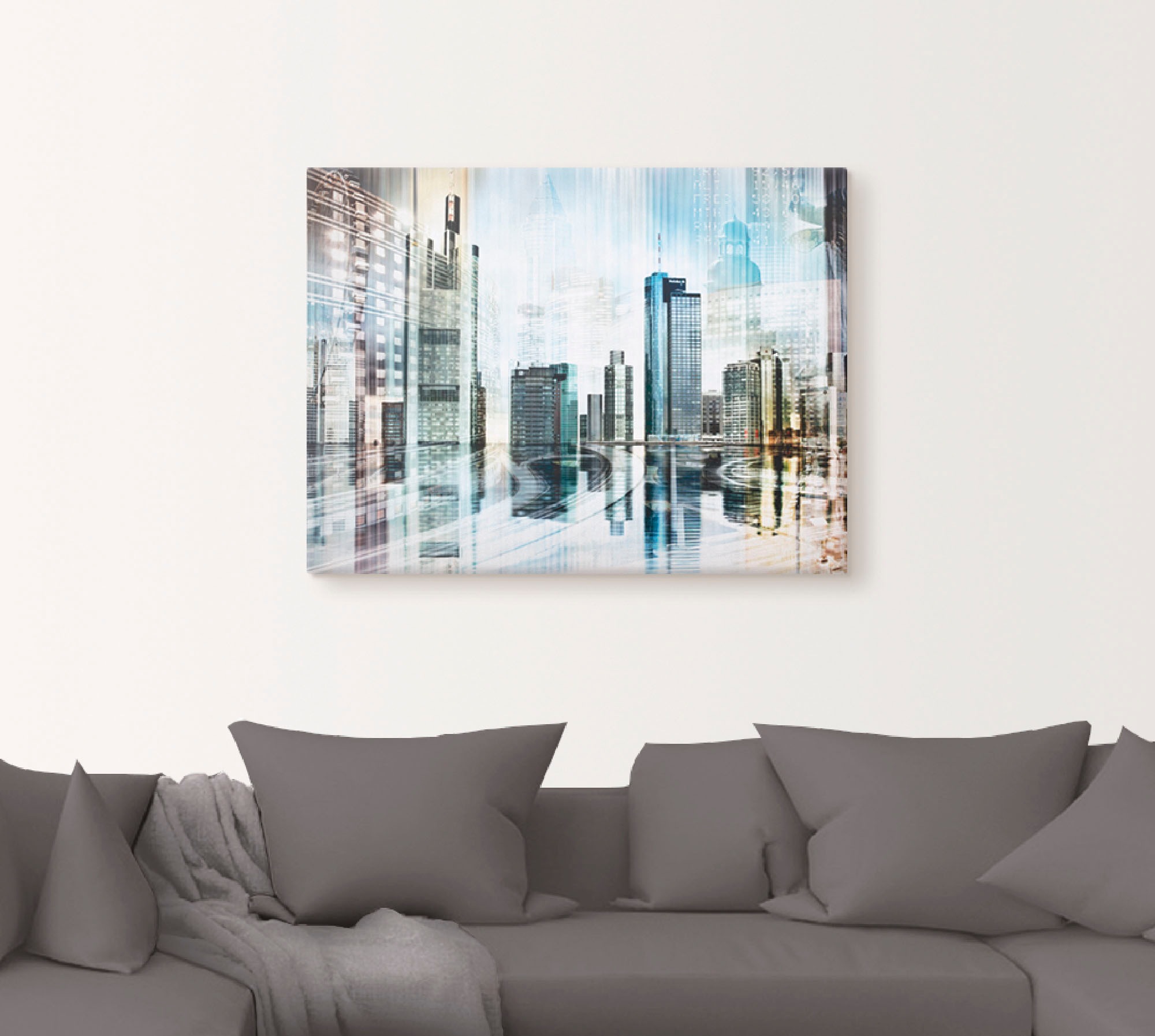 Artland Leinwandbild »Frankfurt Skyline Abstrakte Collage«, Deutschland, (1 St.), auf Keilrahmen gespannt