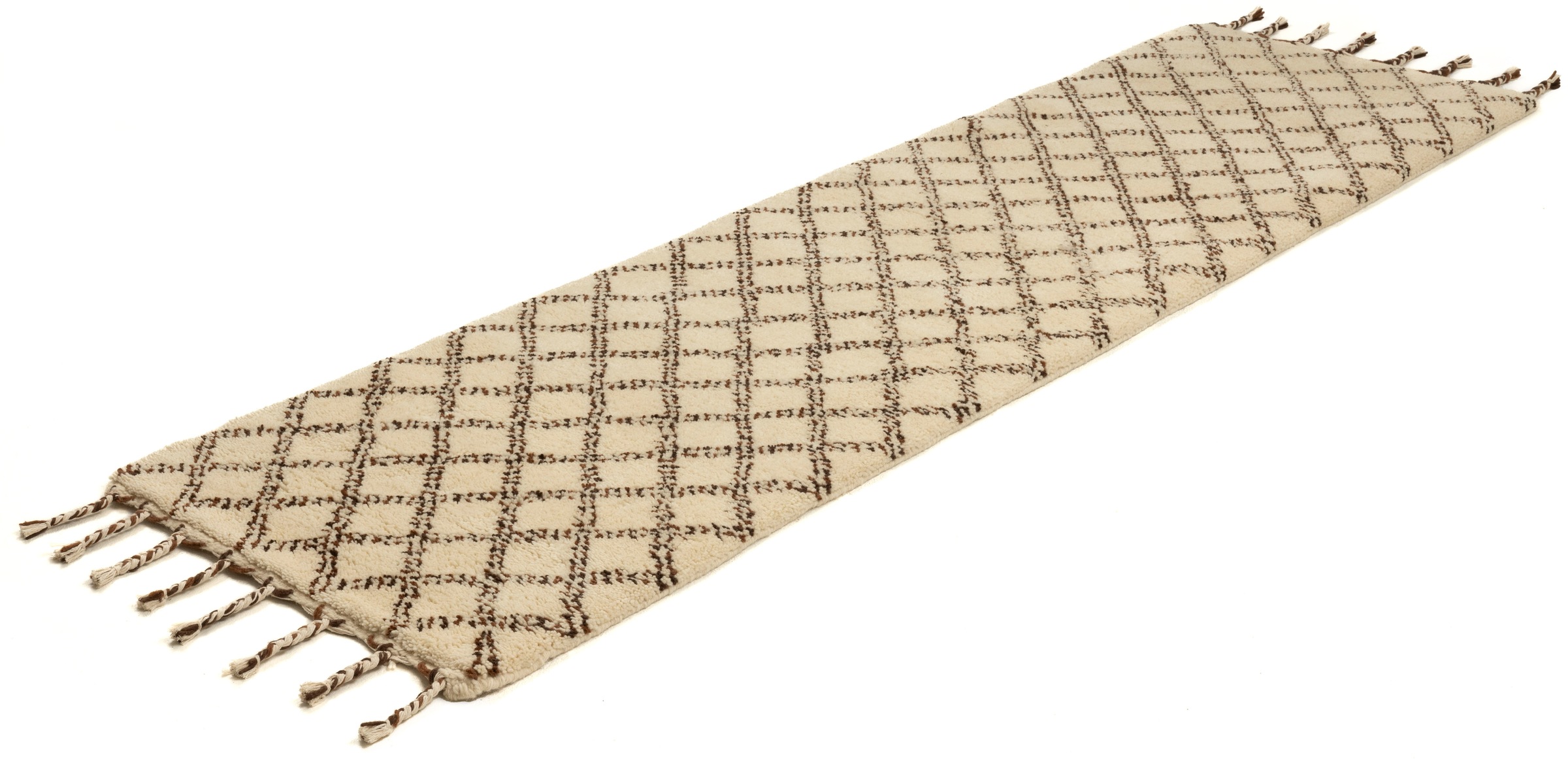 THEKO Wollteppich »MARMOUCHA 05«, rechteckig, 24 mm Höhe, reine Wolle, Rauten Design, mit Fransen, auch als Läufer