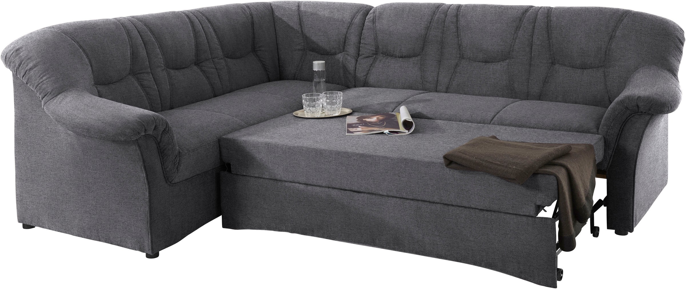 DOMO collection Ecksofa »Sarafina zeitlos und komfortabel, optional mit Federkern, L-Form«, wahlweise mit Bettfunktion