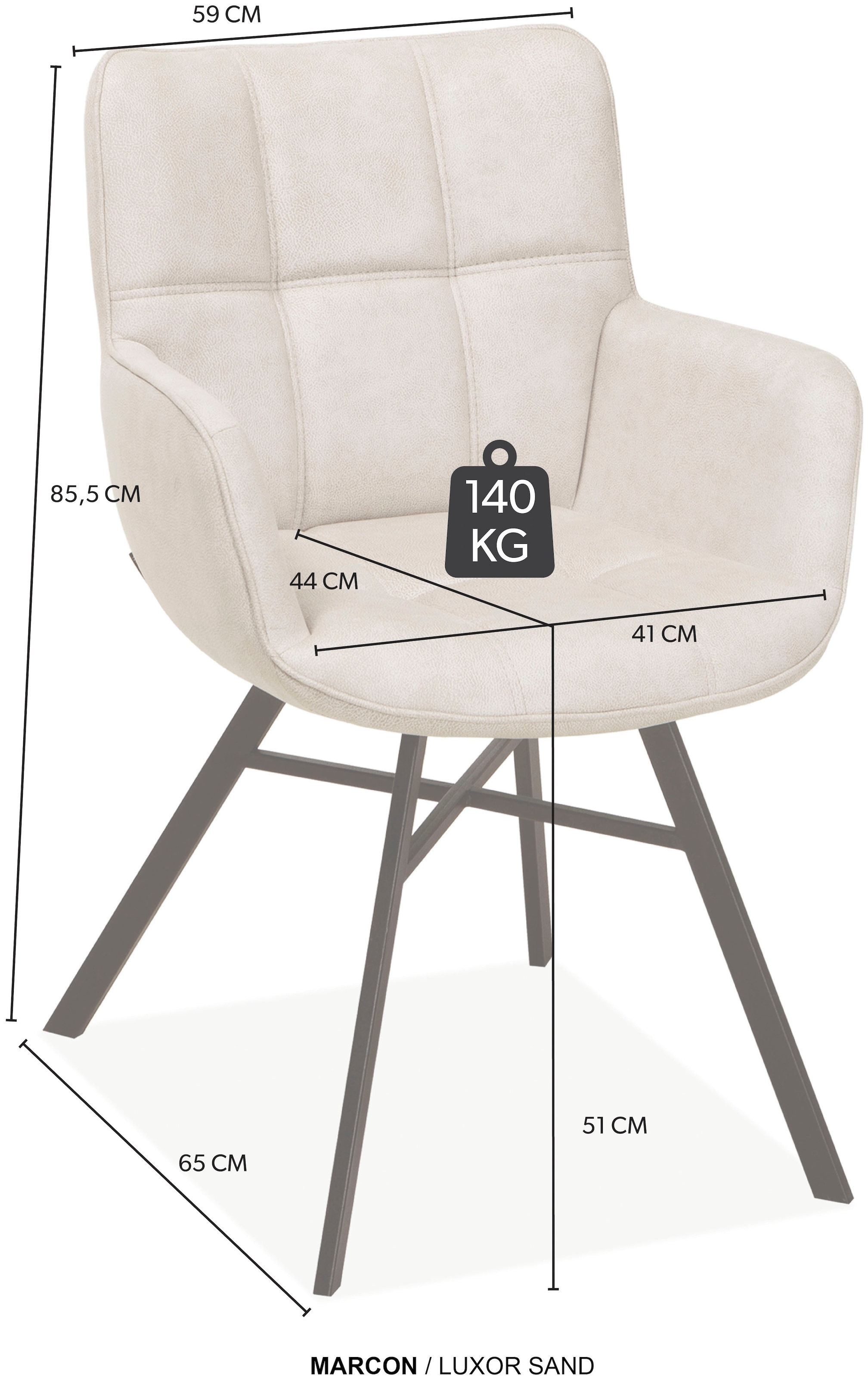 OMG Design Armlehnstuhl »Marcon«, (Set), 1 St., Stoff, Esszimmerstuhl, pflegeleichter Bezug