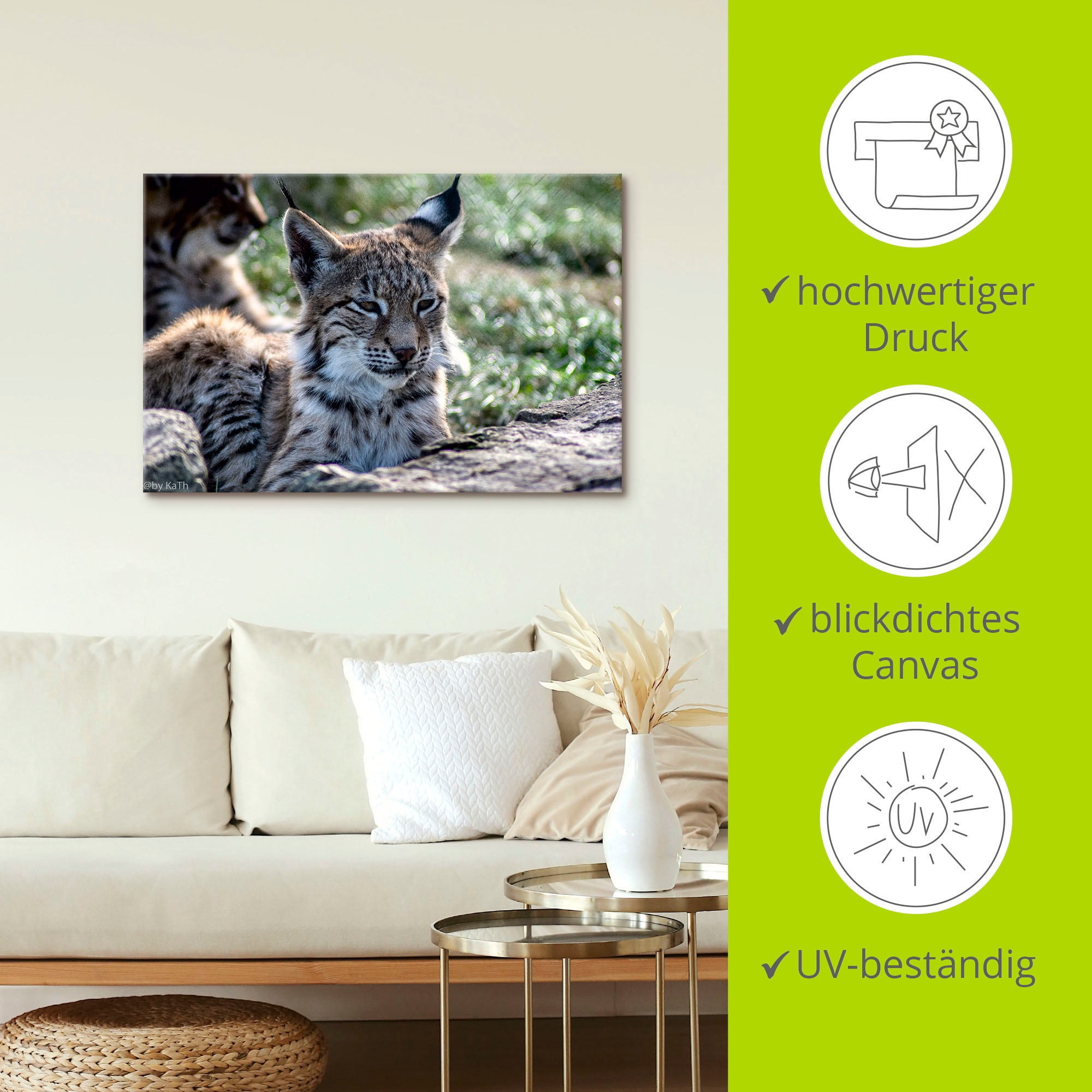 Artland Leinwandbild »Luchs«, Wildtiere, (1 St.), auf Keilrahmen gespannt