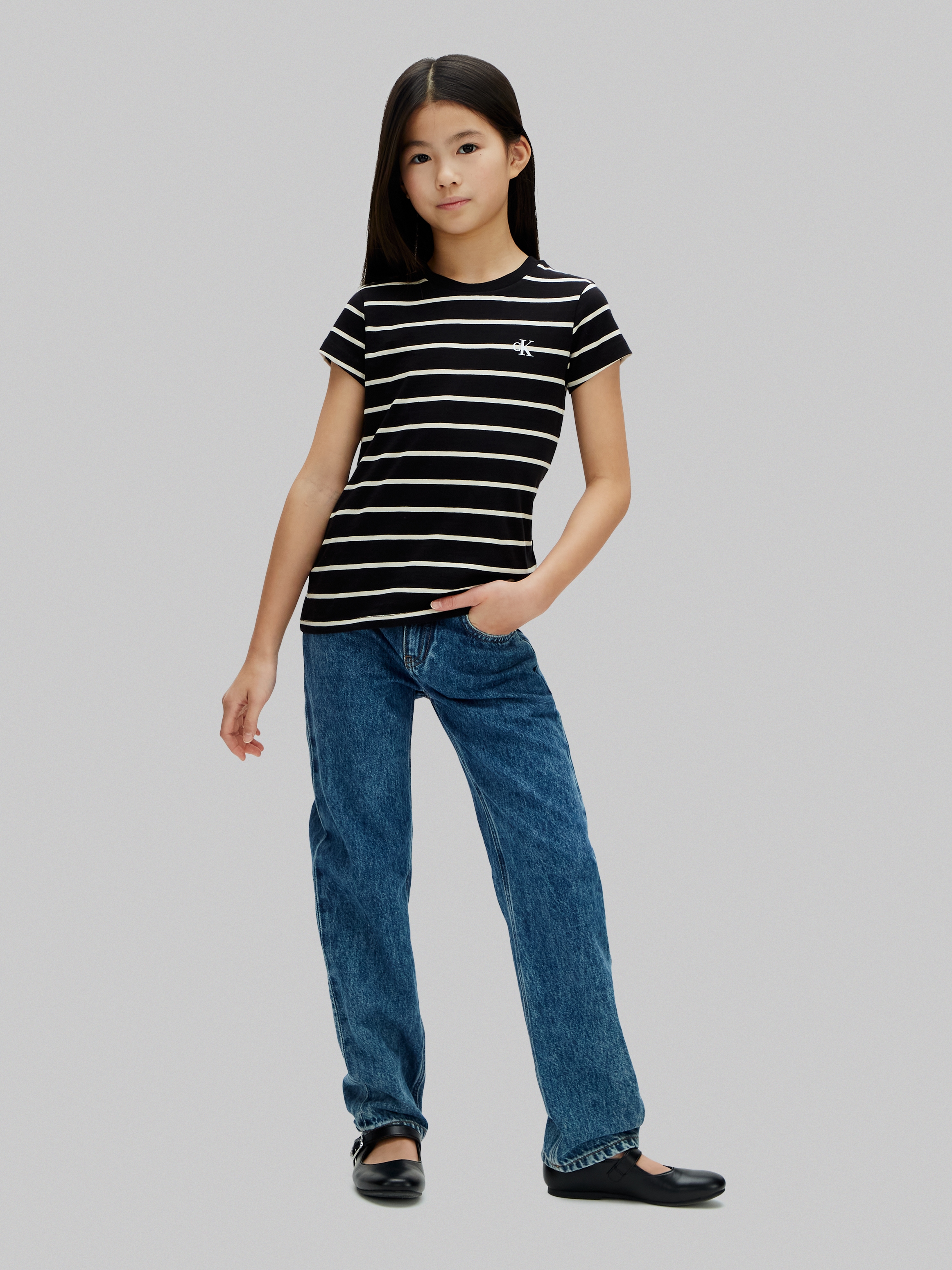 Calvin Klein Jeans T-Shirt »2-PACK STRIPE SLIM SS T-SHIRT« Packung, 2er,  für Kinder bis 16 Jahre, unifarben & geringelt