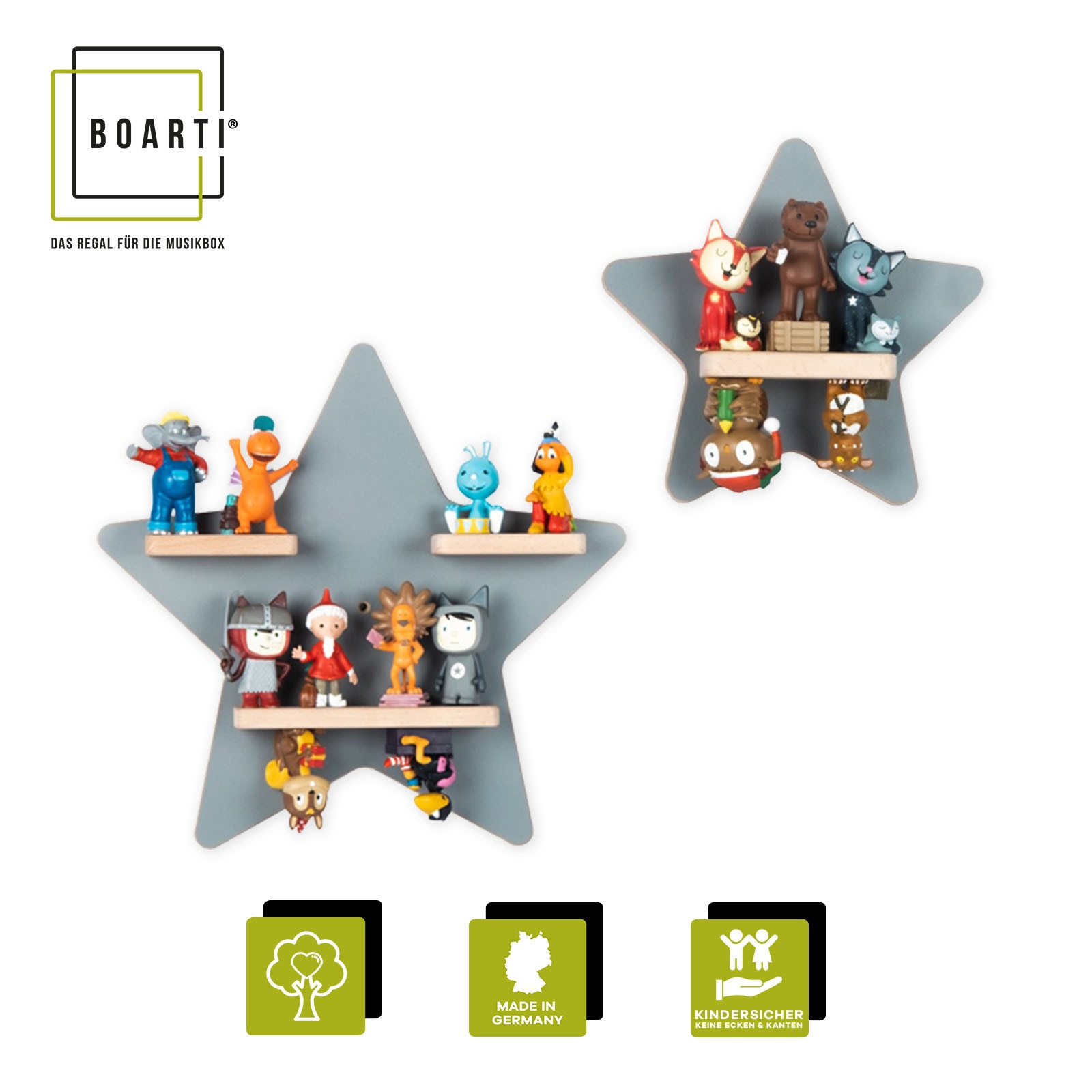Boarti Wandregal »Regal Holz Stern Kinder Toniebox Tonies Figuren«