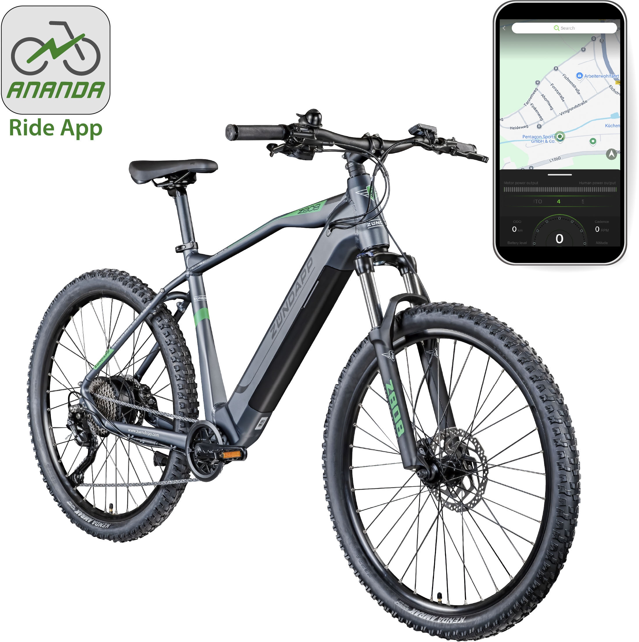 Zündapp E-Bike »Z808«, 10 Gang, Heckmotor 250 W, Pedelec, Elektrofahrrad für Damen u. Herren, MTB