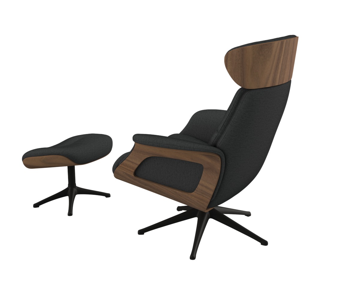 FLEXLUX Relaxsessel »Rücken u. Kopfverstellung, ergonomisch, Airchannels, klasse Komfort« Rücken- & Kopfteilverstellung, Drehbar, Armlehne Walnuss, Fuß Schwarz