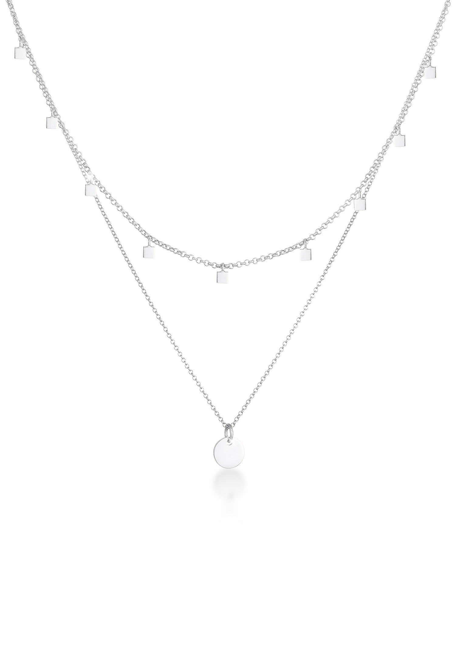 Elli Ketten-Set »Halskette Set Erbskette Plättchen Quadrat (2 tlg) 925 Silber«