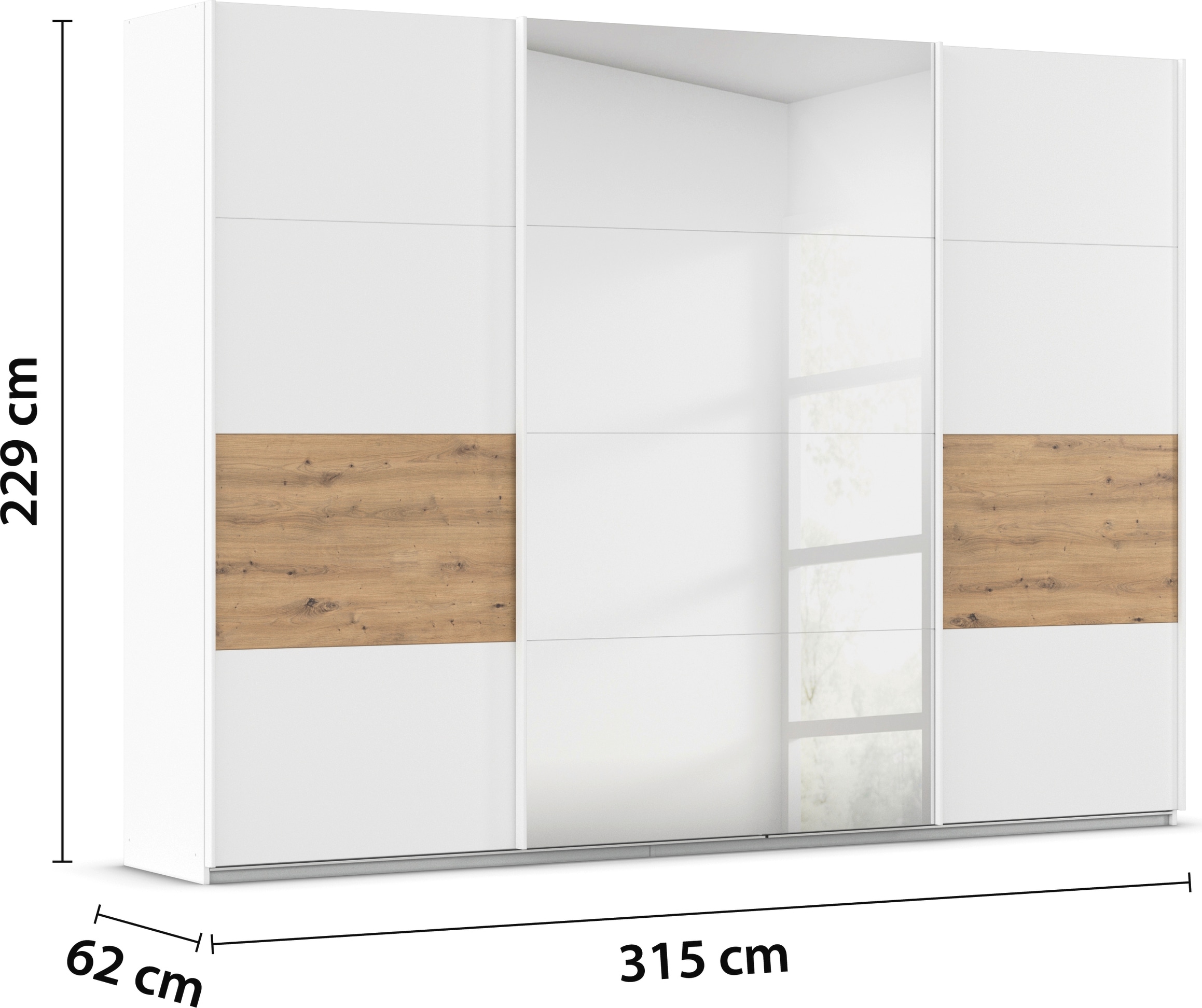rauch Schwebetürenschrank »Schwebetürenschrank Kleiderschrank Schrank Garderobe CORTONA«, inkl. Inneneinteilung, 2 Stoffboxen und zusätzlichen Einlegeböden