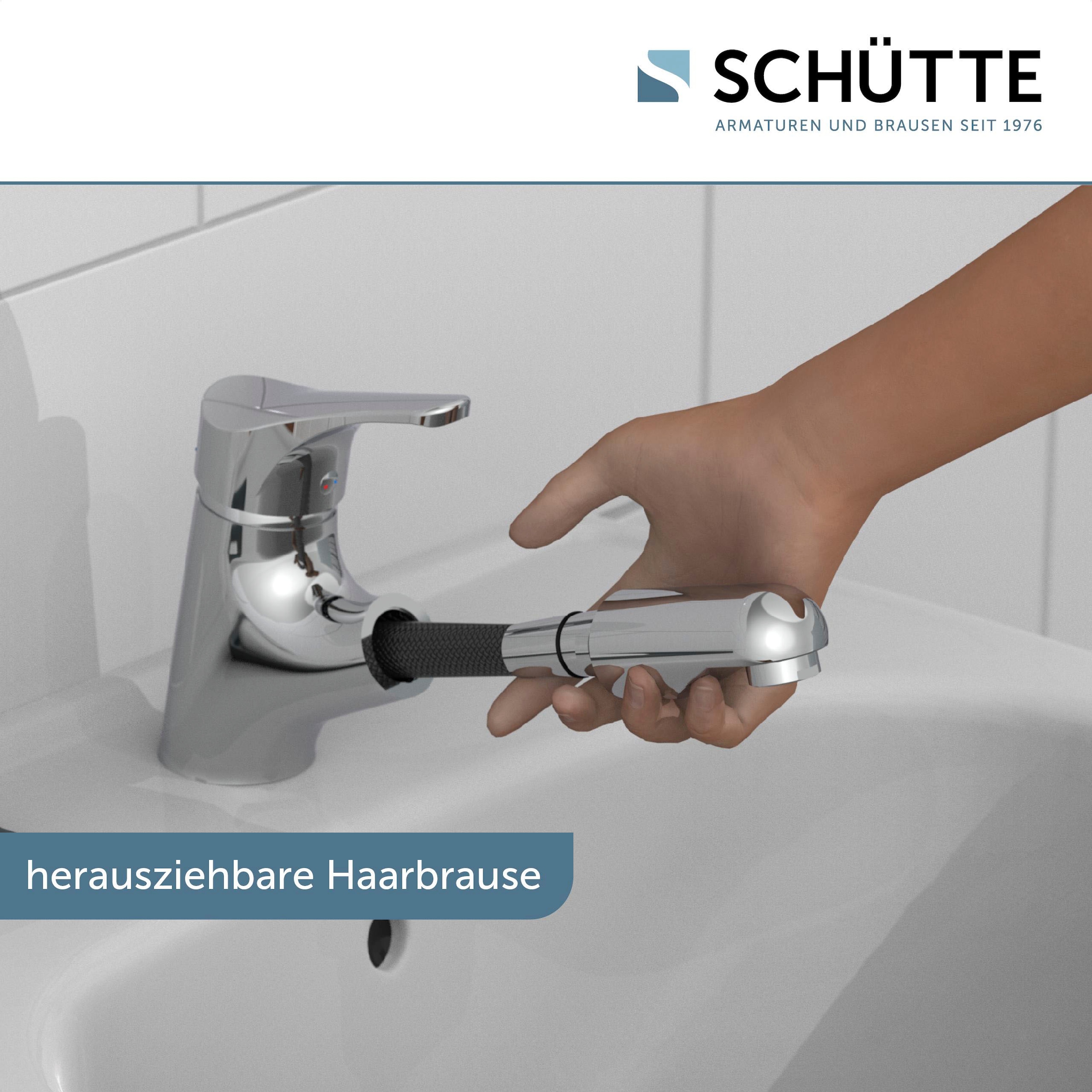 Schütte Waschtischarmatur »Attica«, (Set), mit herausziehbarer Brause und Zugstange, Wasserhahn, Mischbatterie