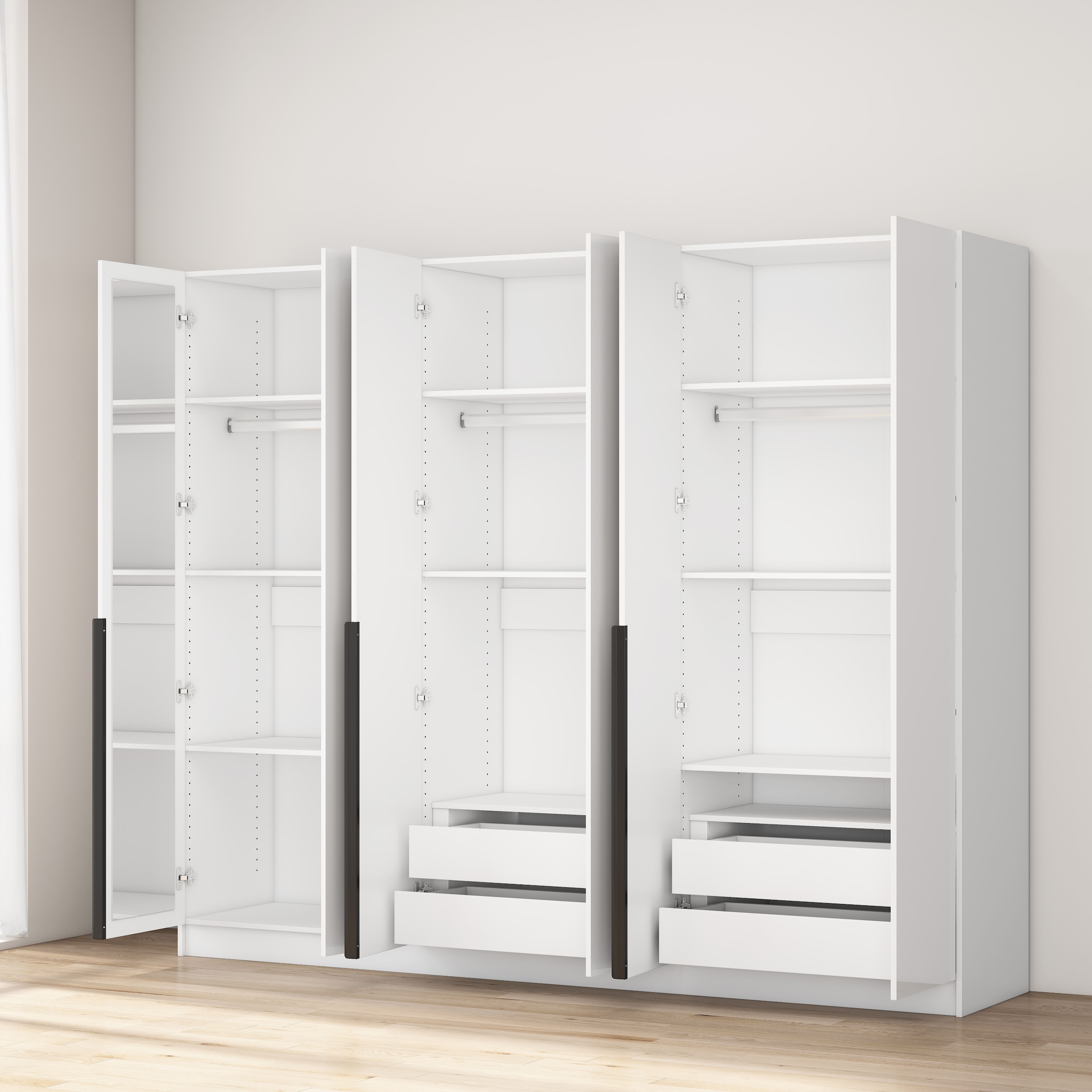 OTTO home Kleiderschrank »Annor Schlafzimmerschrank Breite 242cm hochglanz Schrank Garderobe« Drehtürenschrank mit perfekter Innenausstattung - elegante Türgriffe