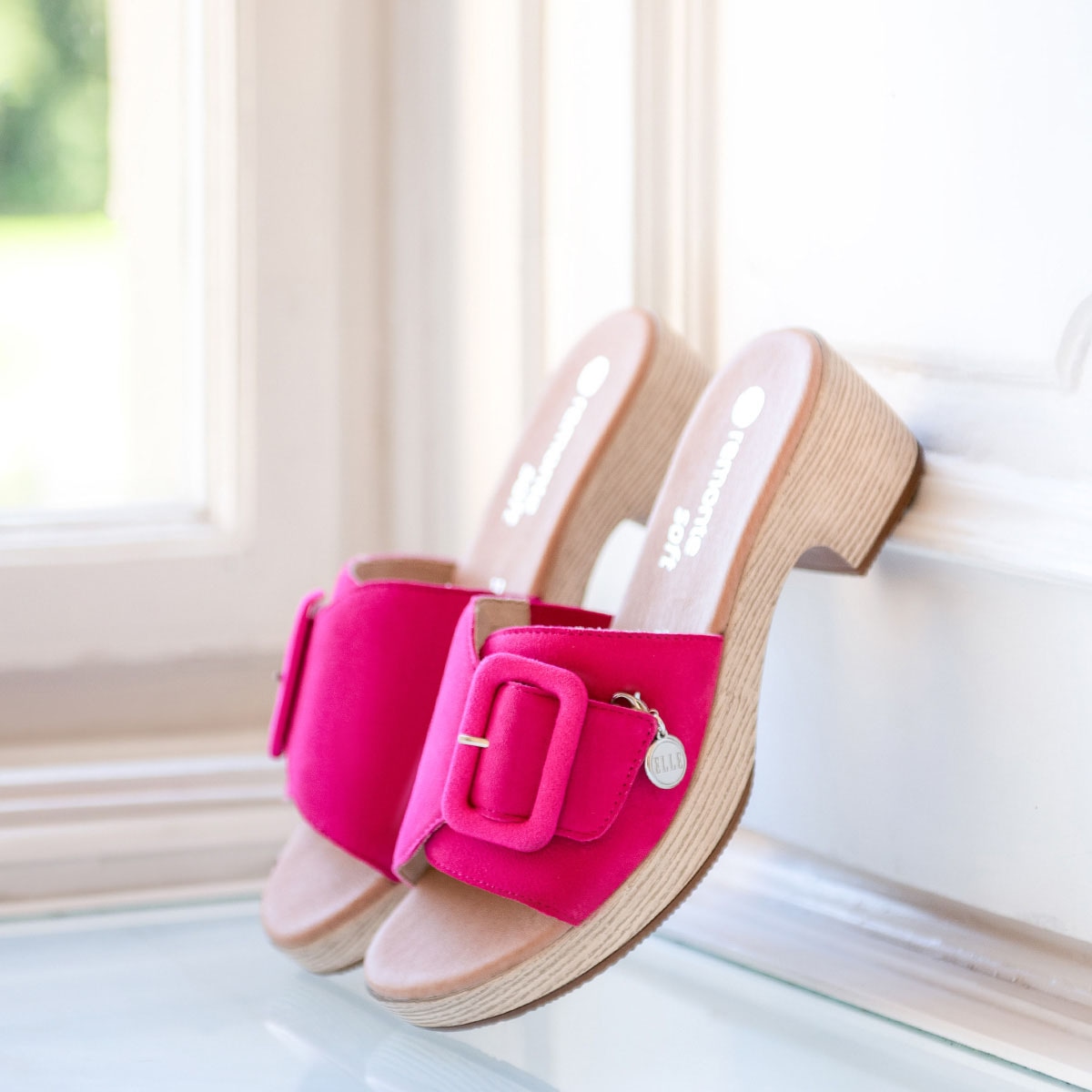 Remonte Pantolette »ELLE-Collection«, Blockabsatz, Sommerschuh, Schlappen, Zierschnalle, ELLE-Collection