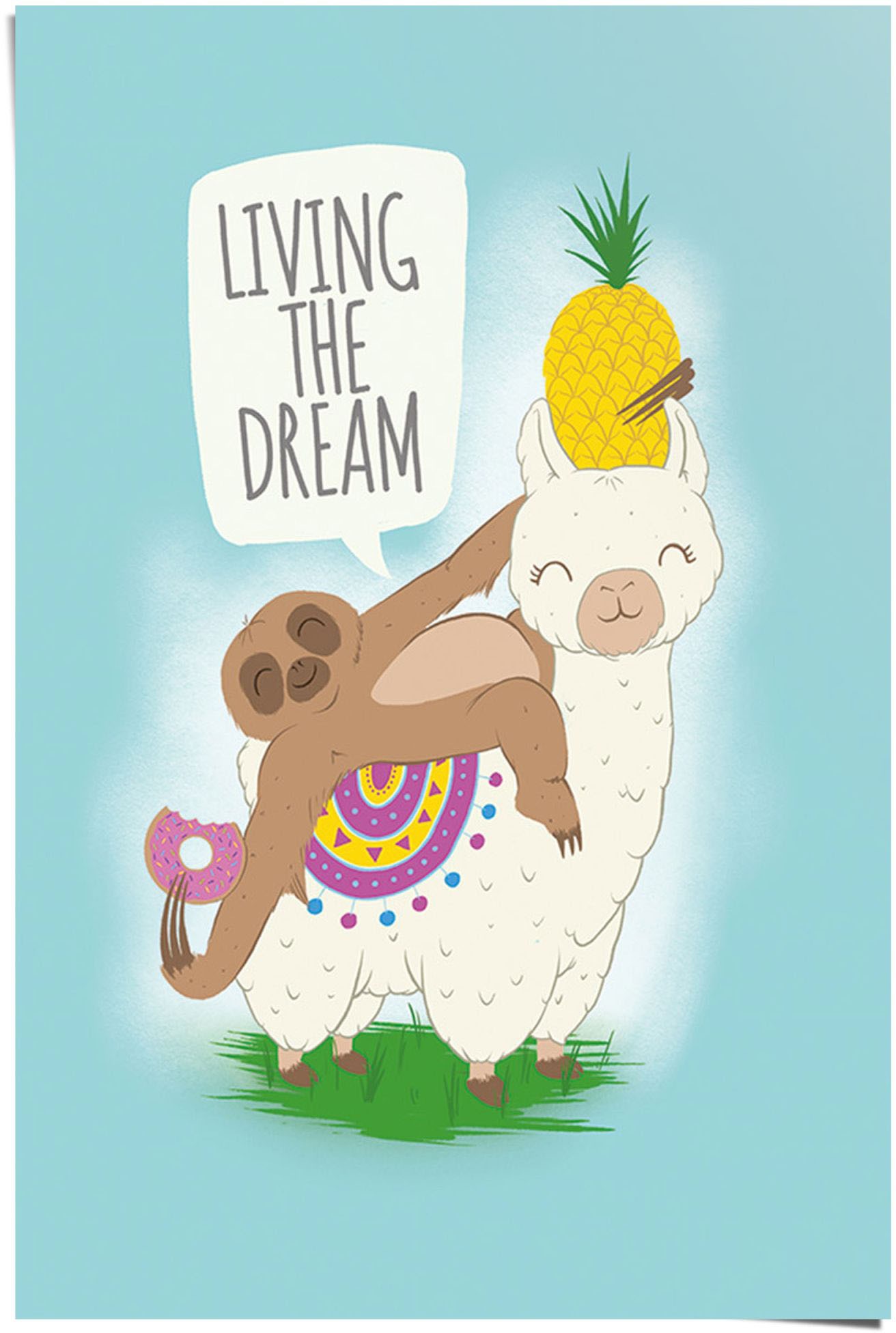 Reinders! Poster »Living the dream Lama und Faultier«, (1 St.)
