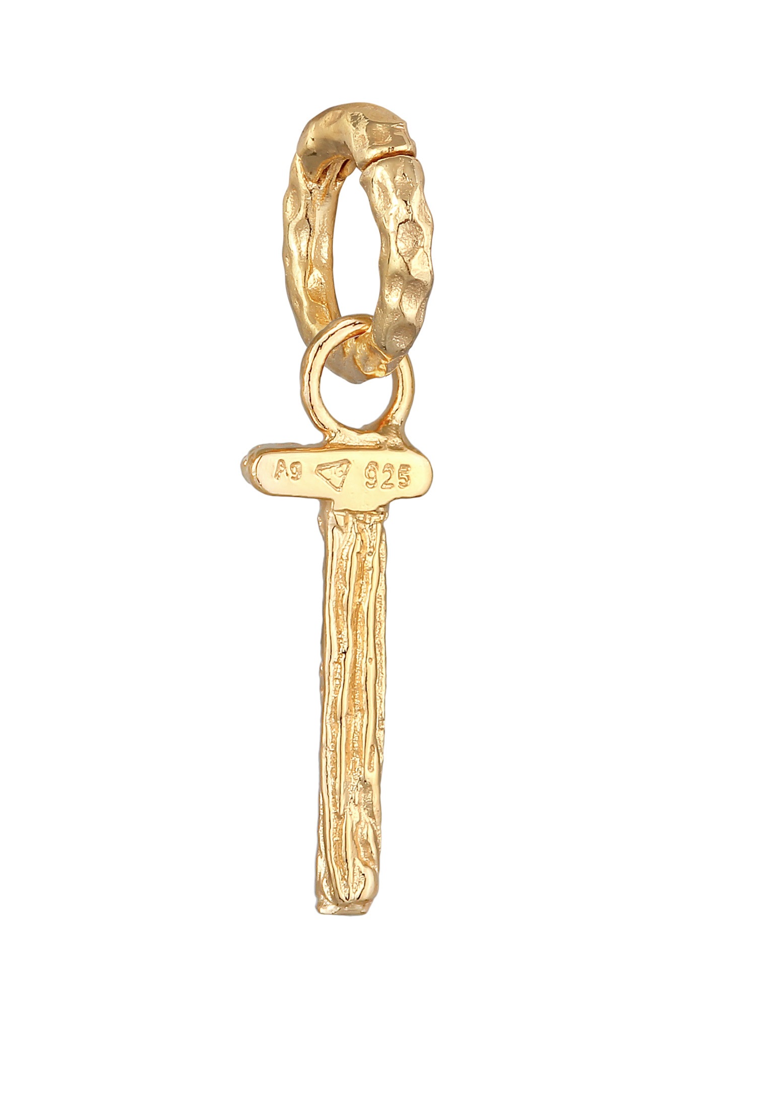 Elli Medallionanhänger »Anhänger Buchstabe T Organic Look 925 Silber vergoldet«