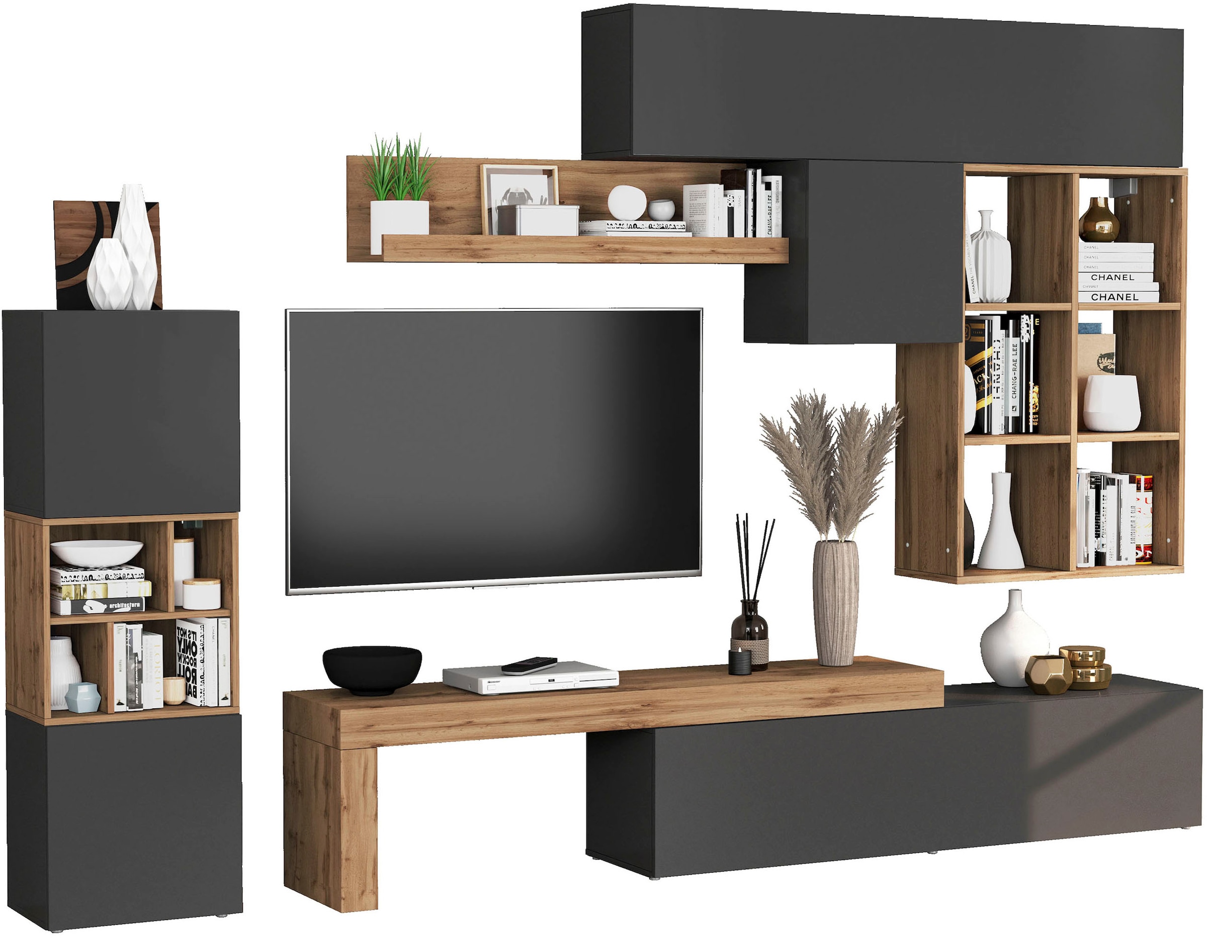 INOSIGN Wohnwand »Chronos Wohnwand, Medienwand, 8-er set« 8 Stk. tlg.