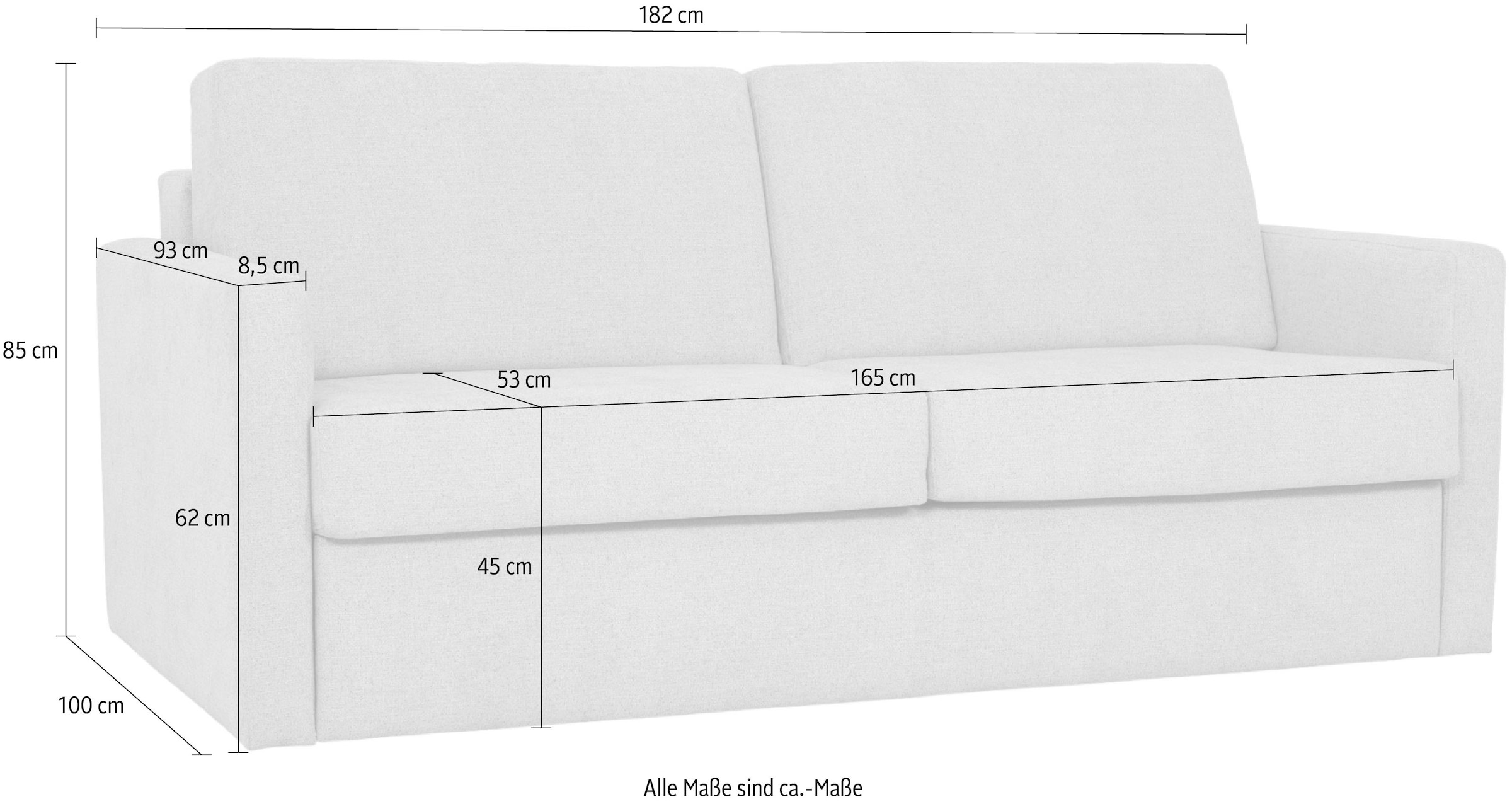 OTTO home Schlafsofa »GOLDPOINT 182cm,  Dauerschläfer, Liegefläche 140/200 cm« 3-Sitzer mit Dauerschläfer-Funktion, Bonell-Federkernmatratze