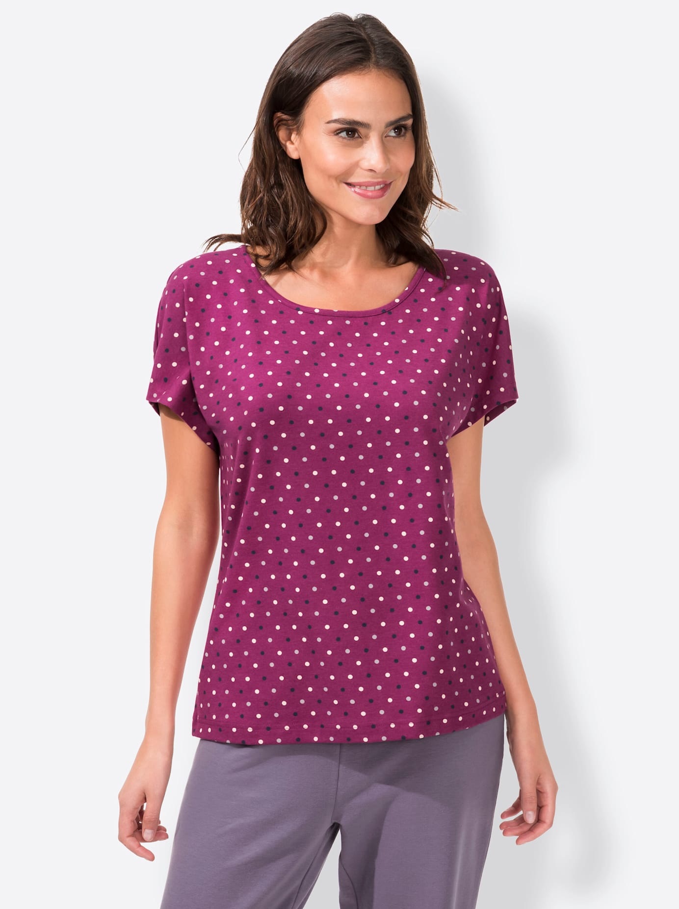 Feel Good Damen Kurzarmshirt »Shirts« 2 Stk. tlg. in lila, Größe 52/54