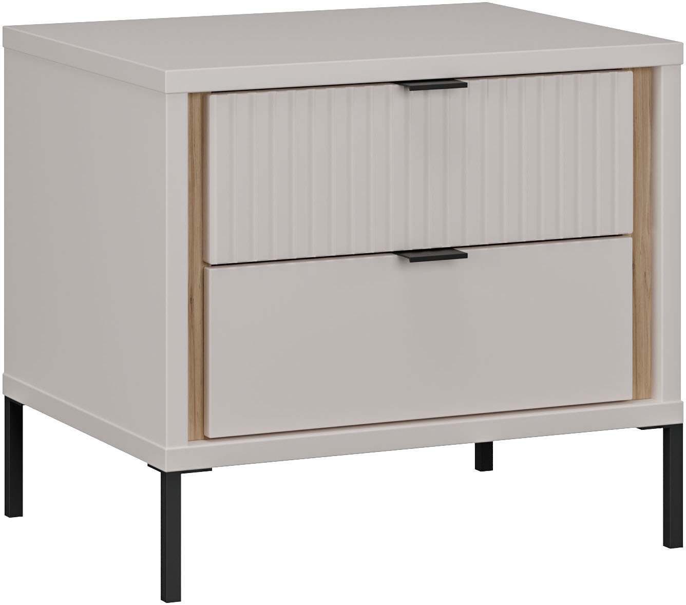 FORTE Nachtkommode »Forte Seravel Nako, Elegantes Nako, Schubkästen mit Vollauszug« B/H/T 54,4/48,8/41,5 cm, Metallfüße schwarz
