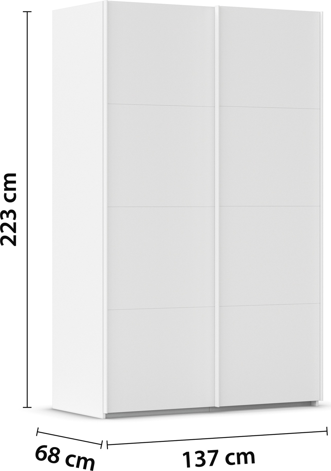 rauch Schwebetürenschrank »Kleiderschrank Schrank Garderobe Schlafzimmerschrank EVELYN« in elegantem Stil, in 5 Breiten, Griffe in Korpusfarbe MADE IN GERMANY