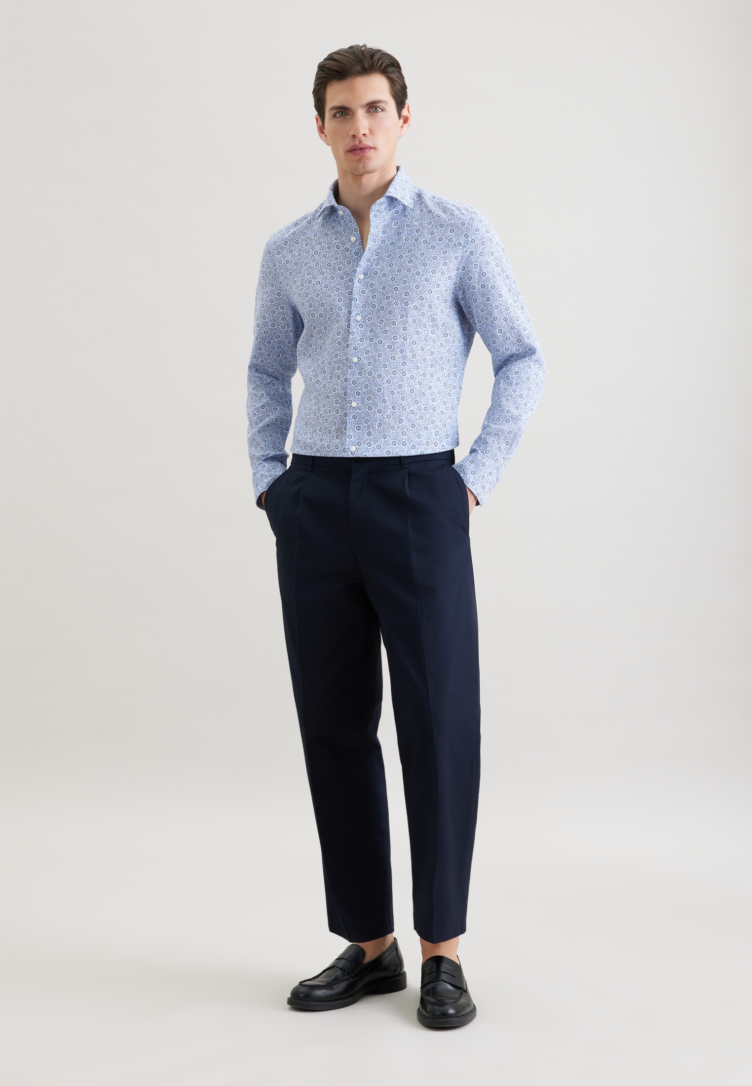 seidensticker Leinenhemd »Schwarze Rose« Shaped 1/1 Kentkragen Druck