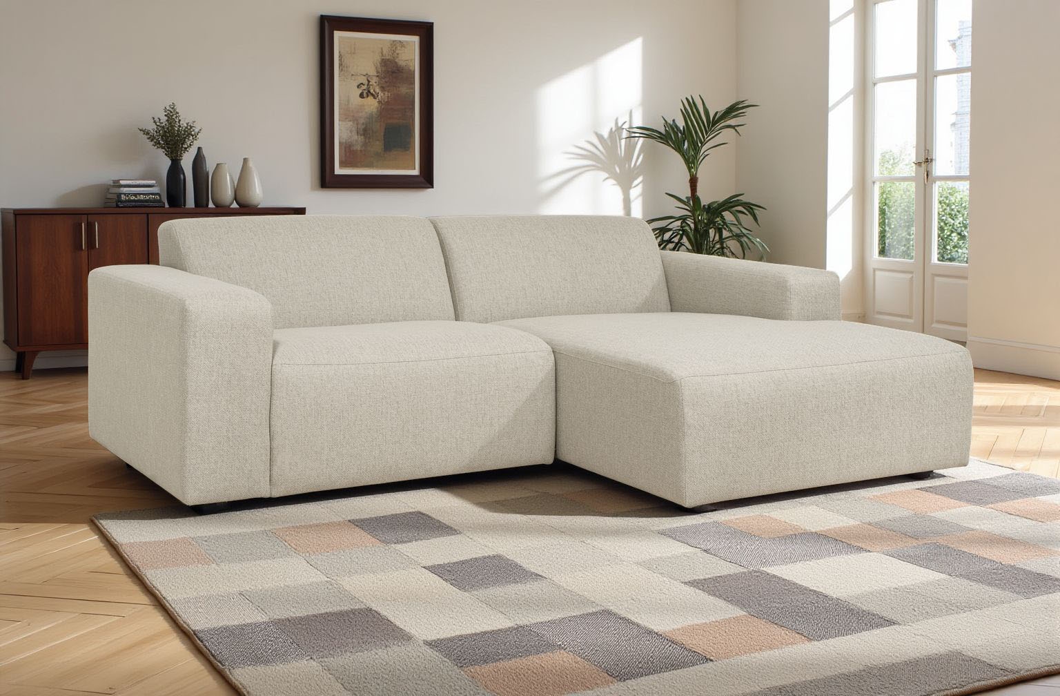 INOSIGN Ecksofa »Koa,228cm, L-Form, Modulsofa, Webstoff, Cord«, Designsofa, weicher Lounge-Sitzkomfort, Welleunterfederung, bodentief