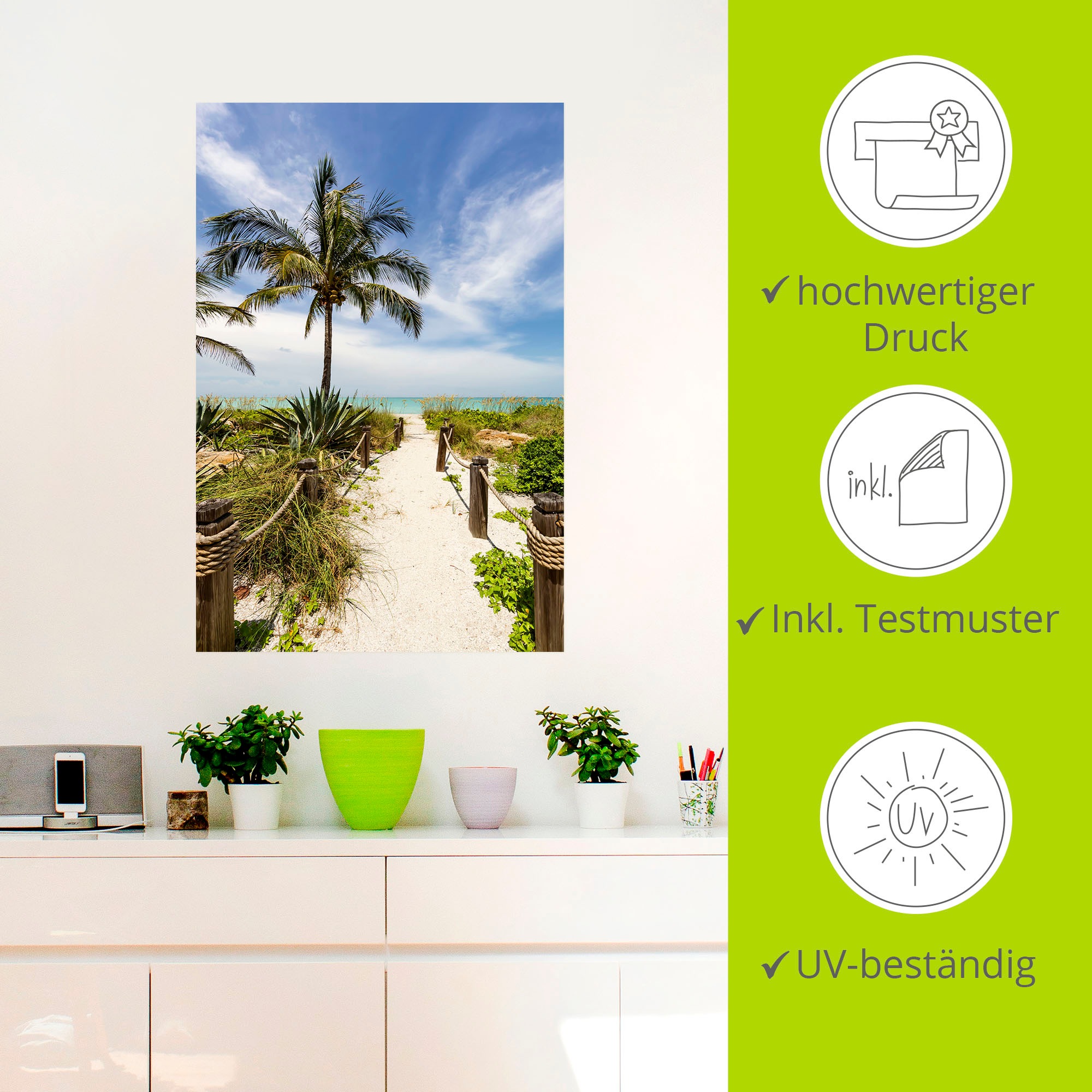 Artland Wandbild »Weg zum Strand II«, Strandbilder, (1 St.), als Alubild, Outdoorbild, Poster, Wandaufkleber in verschied. Größen