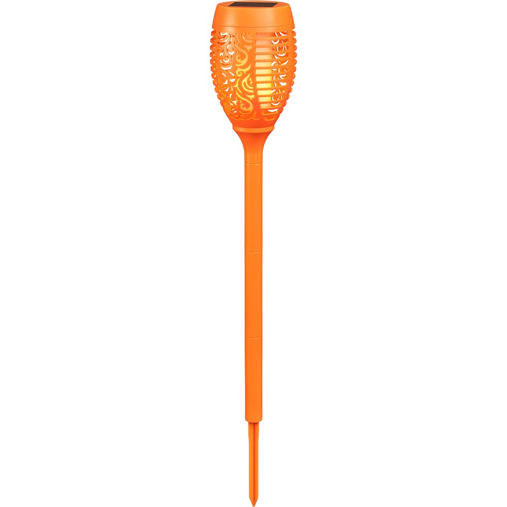 BONETTI LED Gartenfackel, LED Solar Gartenfackel orange mit realer Flamme