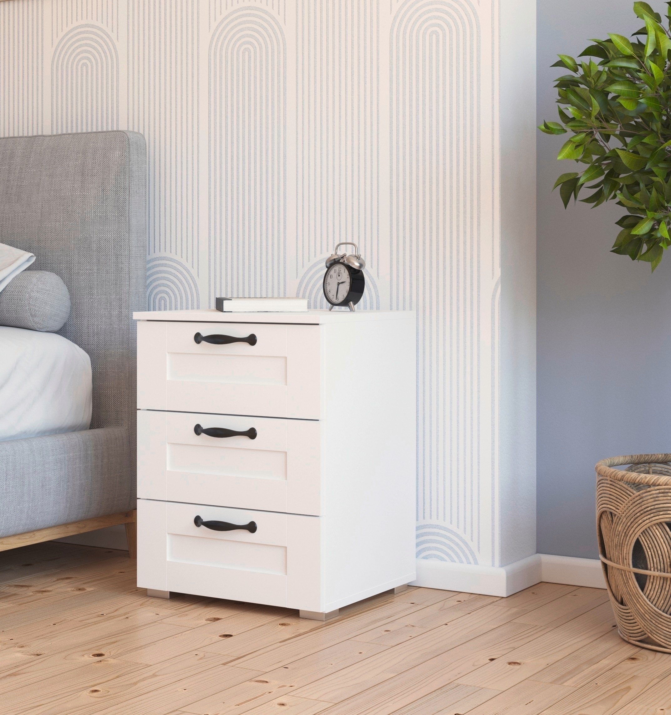 rauch Nachtkommode »Cottage by Aditio«, in skandinavischem Landhausstil, 3 Schubladen mit Softclose-Funktion