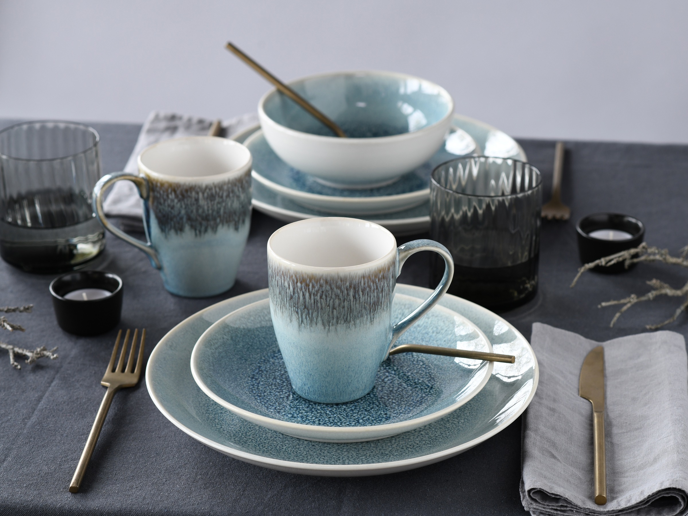 CreaTable Kombiservice »Caldera«, (Set, 8 tlg.), irisierende Glasur
