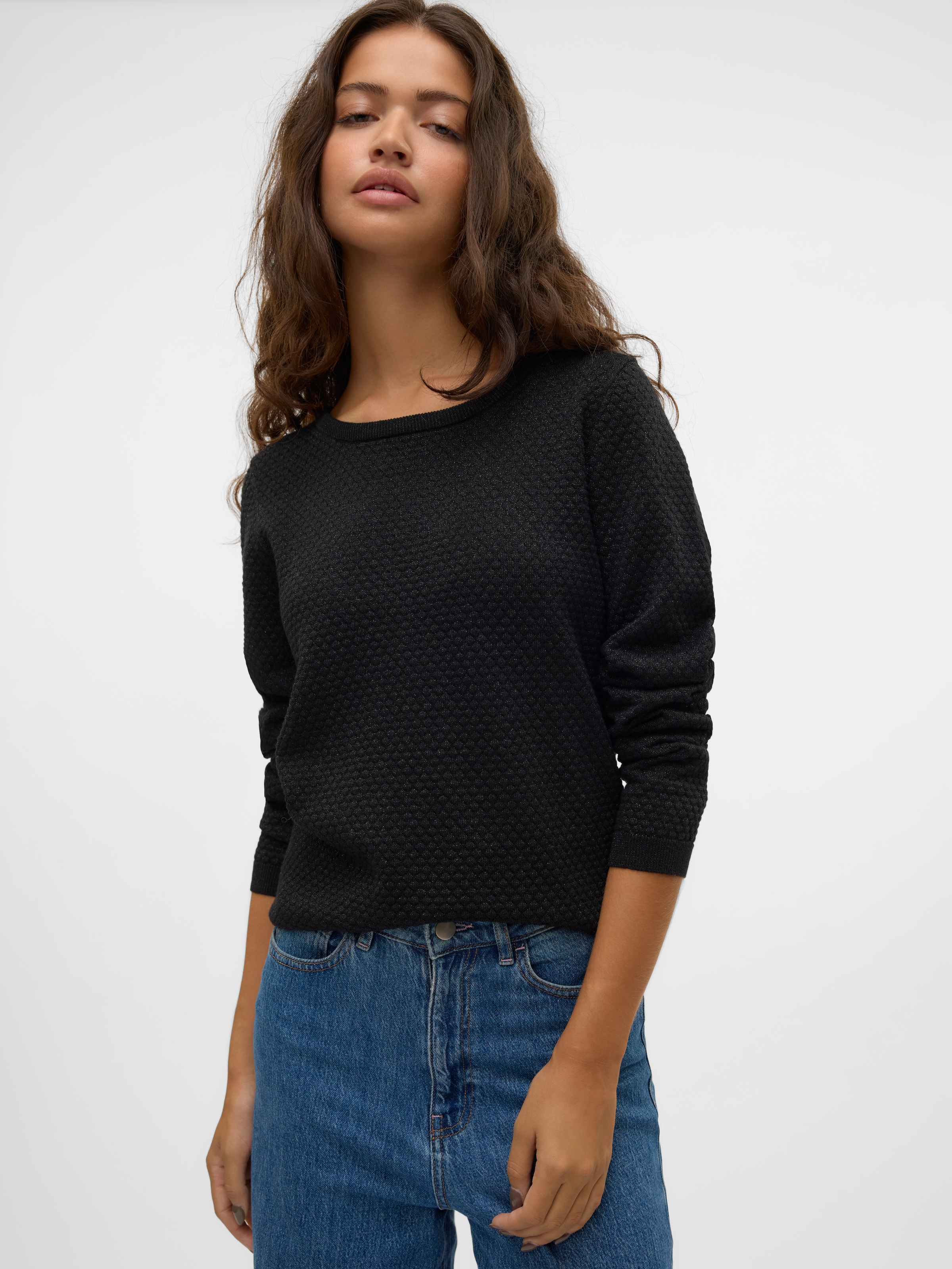 Vero Moda Rundhalspullover »VMCARE SHINE LS O-NECK PULLOVER«, mit leichtem Glitzereffekt