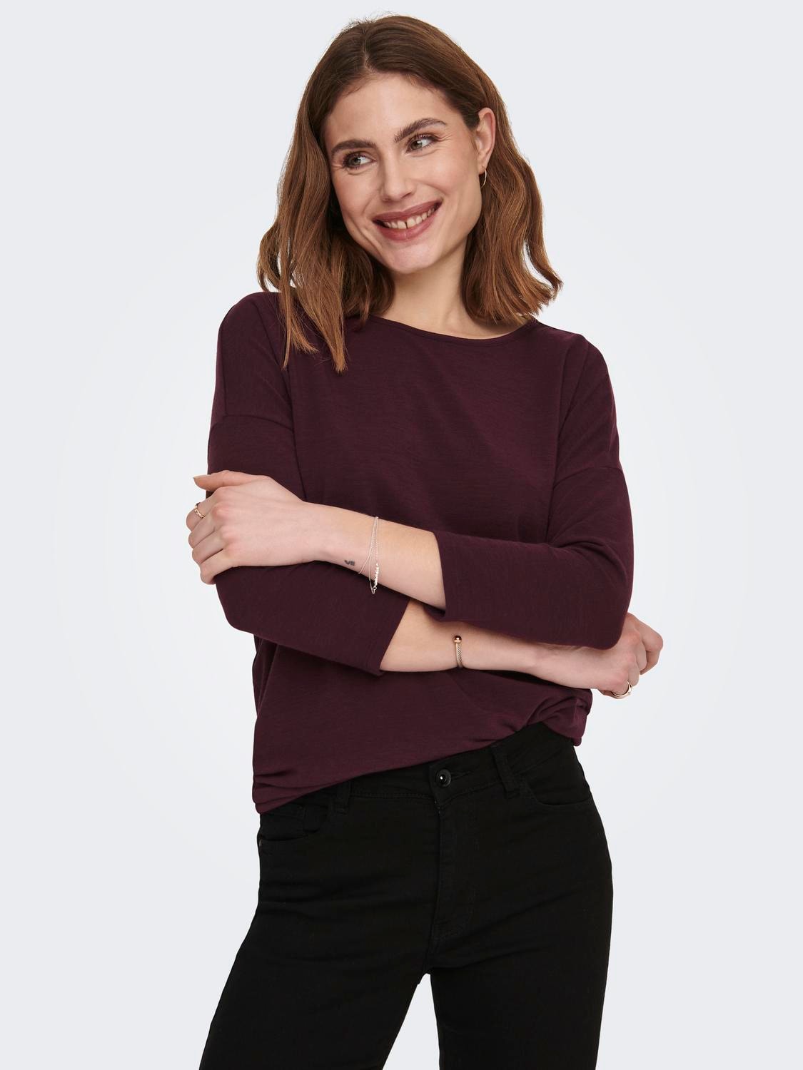 ONLY 3/4-Arm-Shirt »ONLGLAMOUR 3/4 TOP JRS NOOS« Materialmix, loose fit