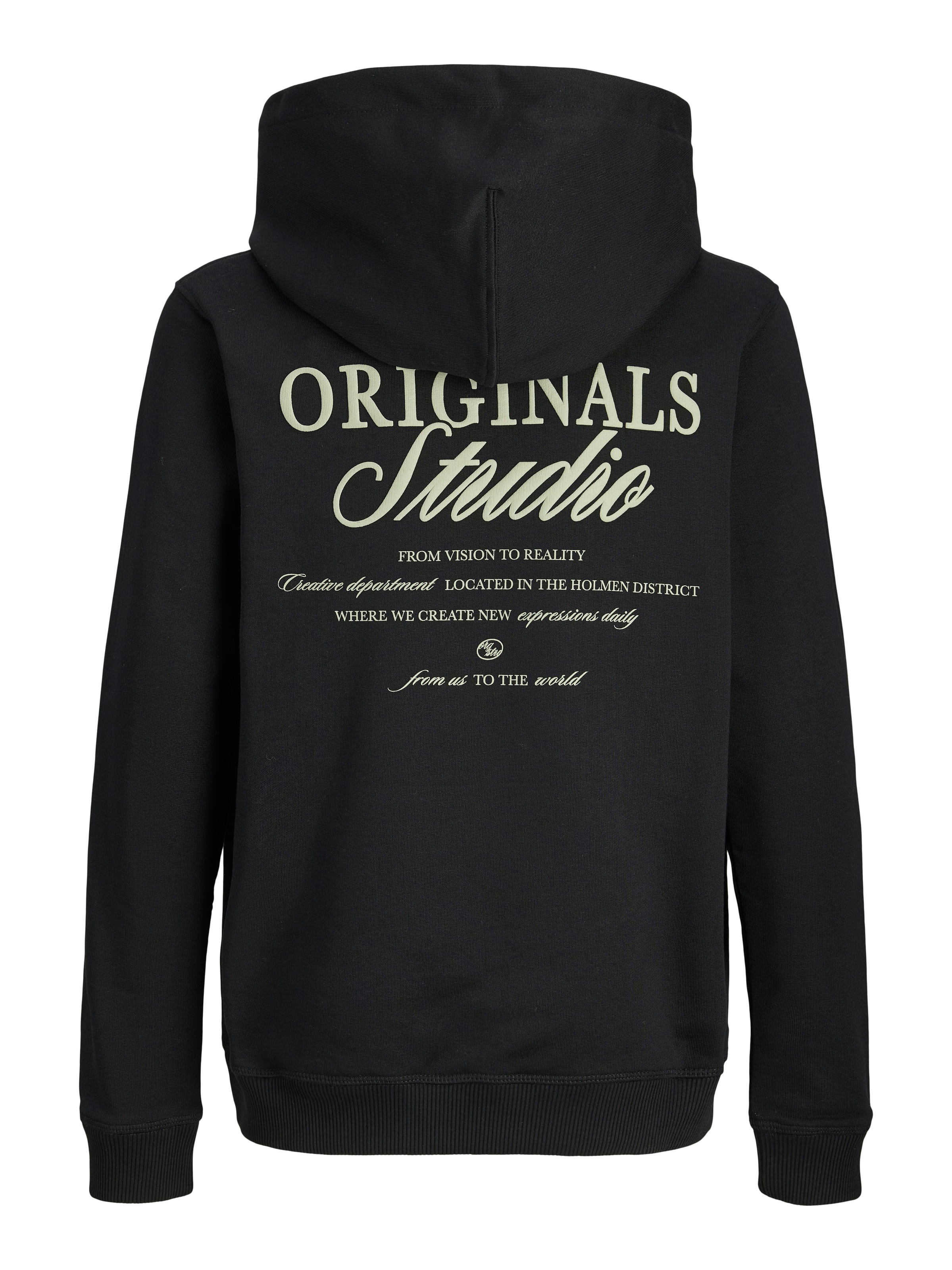 Jack & Jones Junior Kapuzensweatshirt »JORNORREBRO TYPO BACK SWEAT HOOD SN JNR«, Baumwollmischung, relaxed fit, Langarm
