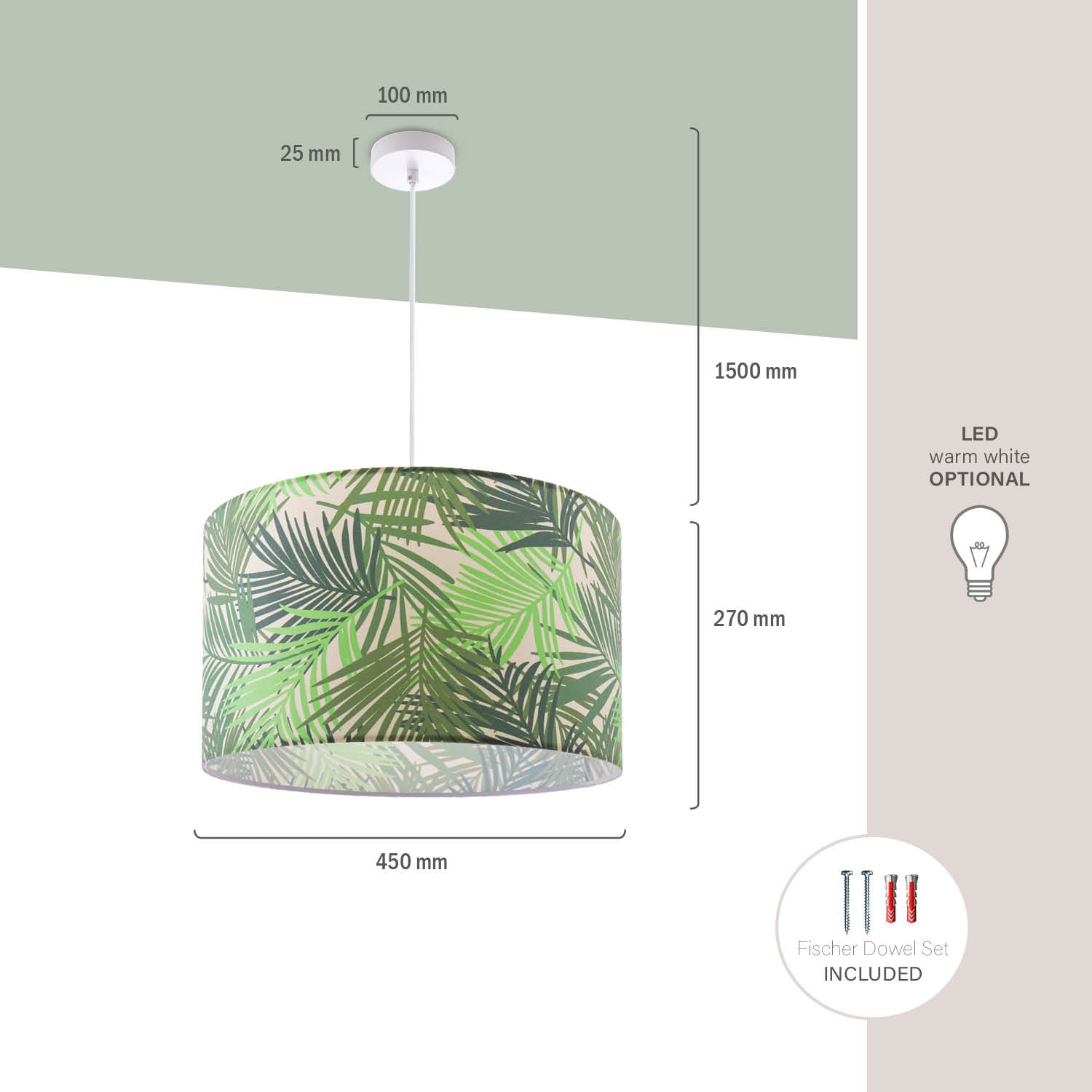 Paco Home Pendelleuchte »Ostende 534«, 1 flammig, Leuchtmittel E27 | ohne Leuchtmittel, Esstisch Lampenschirm Küchenlampe Wohnzimmer Modern Jungle Palme