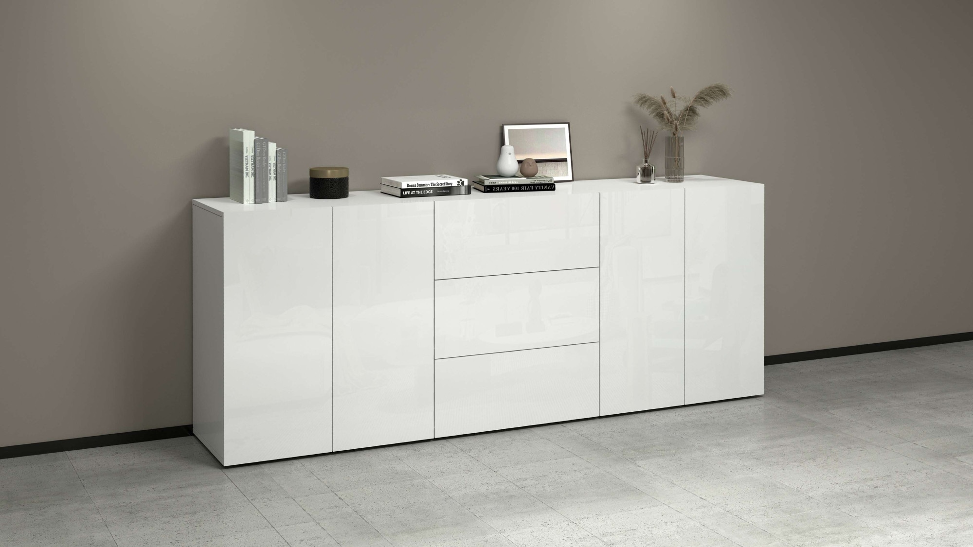 INOSIGN Sideboard »Egypt, Kommode, Schrank, Kredenz, grifflos«, 4 Türen, 3 Schubkästen mit Push-To-Open Funktion, Hochglanz Breite 200