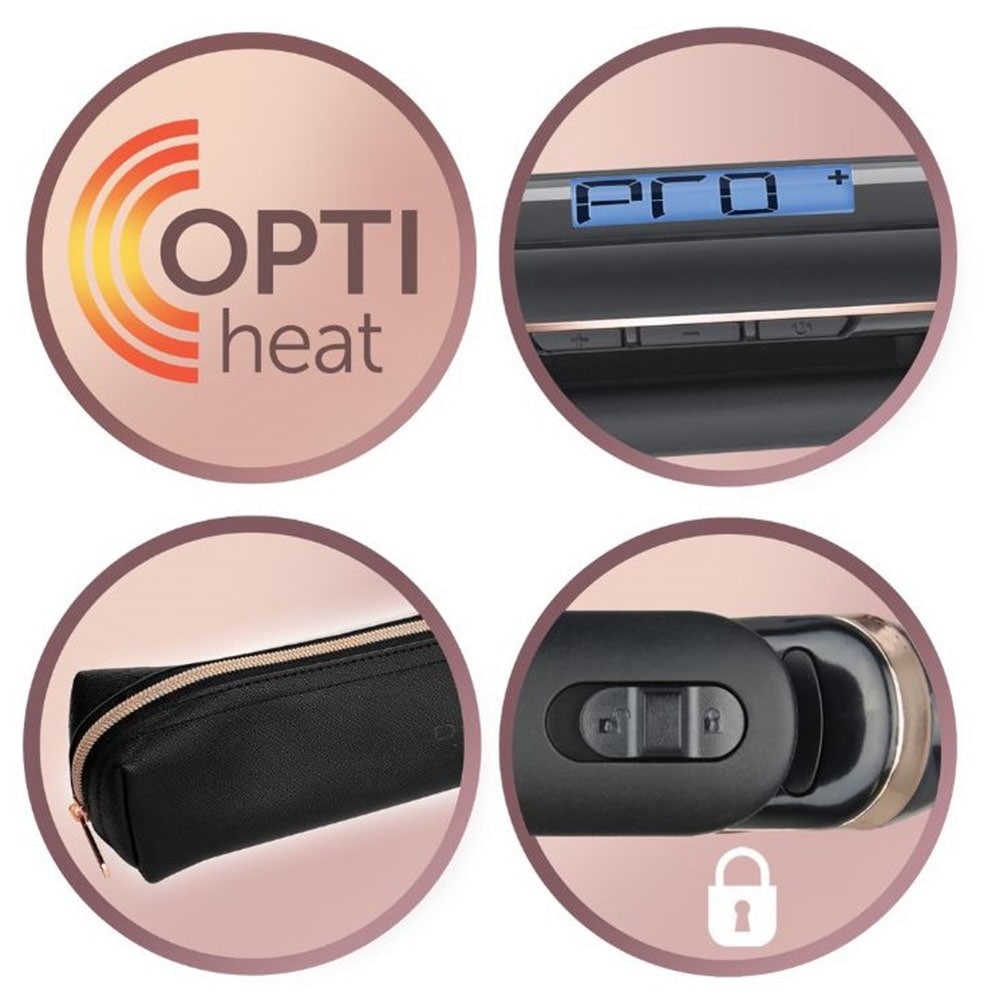 Remington Glätteisen »S9100B E51 PROluxe Midnight«, Ultimate-Glide-Keramik-Beschichtung, OPTIheat-Technologie, LCD display, 110mm lange Keramikstylingplatten