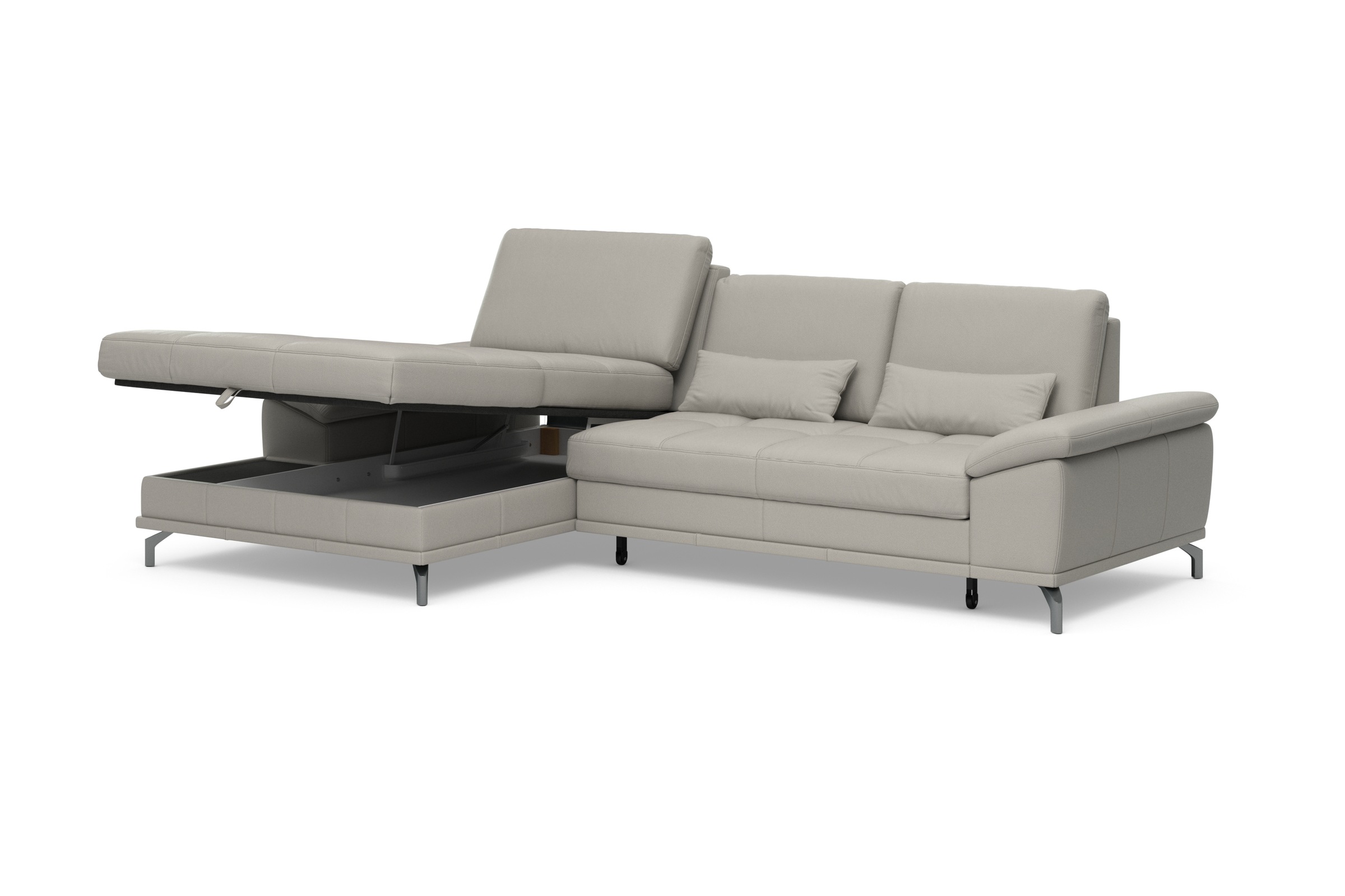 Places of Style Ecksofa Costello, mit Sitztiefenverstellung und Armlehnfunktion, incl. 3 Nierenkissen