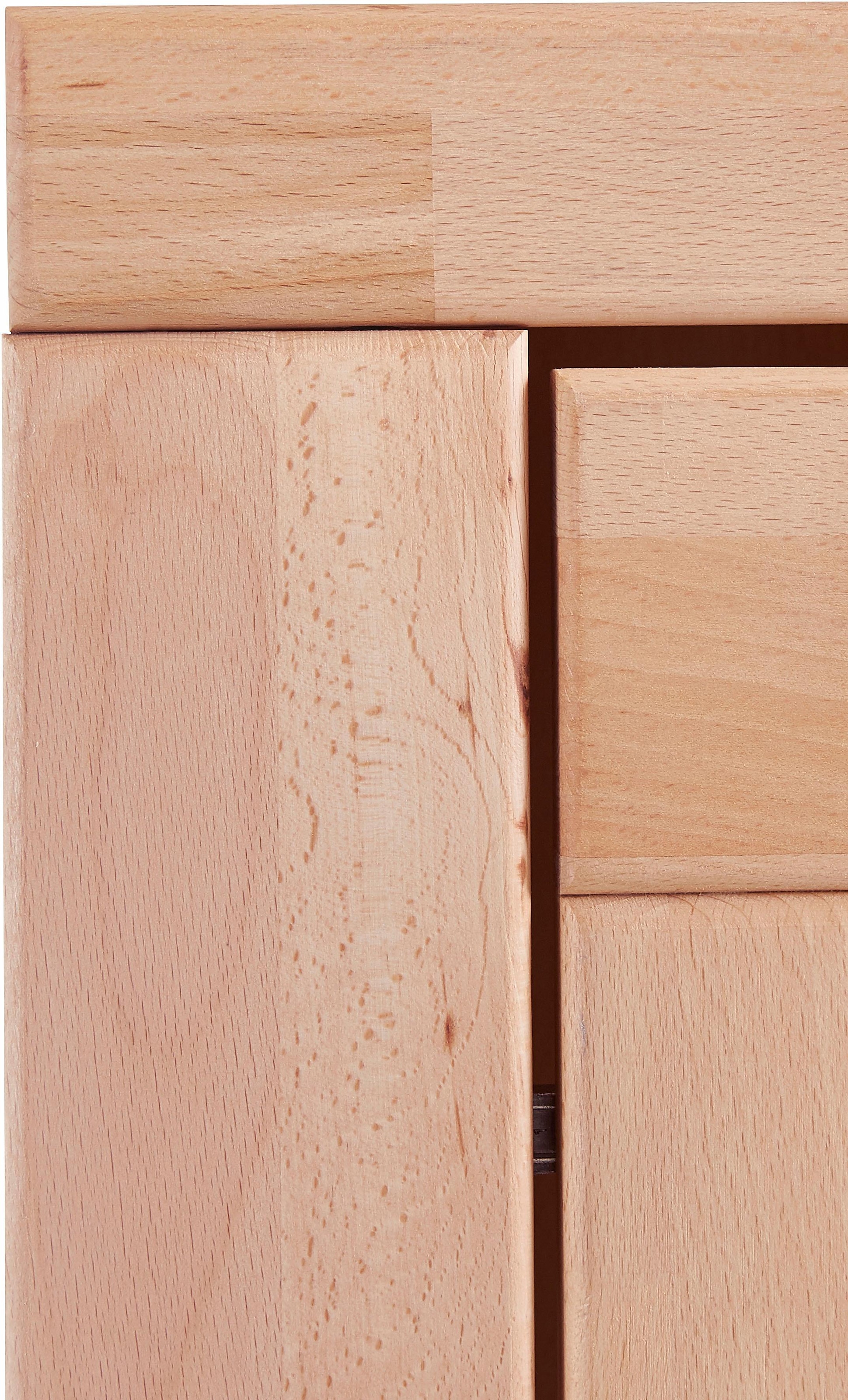 Home affaire Vitrine »DENIS75, 5 Fächer, Teilmassiv, 1 Tür mit Glaseinsatz, grifflos« B/T/H:65/40/190cm, Einlegeboden teilwese verstellbar, Kernbuche geölt.