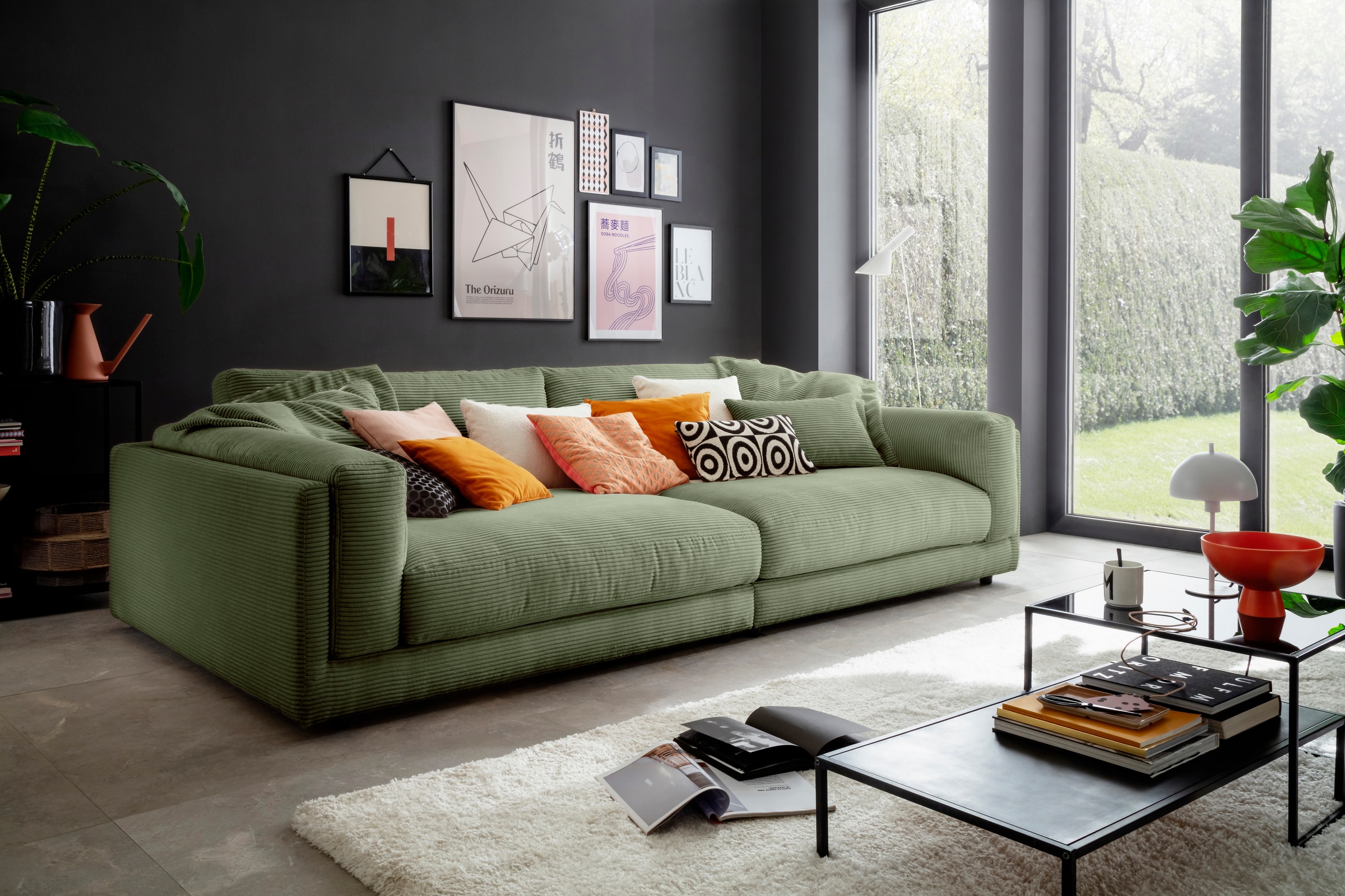 3C Candy Big-Sofa »Karalis mit extra großer Sitztiefe, elegantes Mega Sofa zum Relaxen,« auch in Cord- oder Leder-Bezug, lose Kissen, loungige Bequemlichkeit