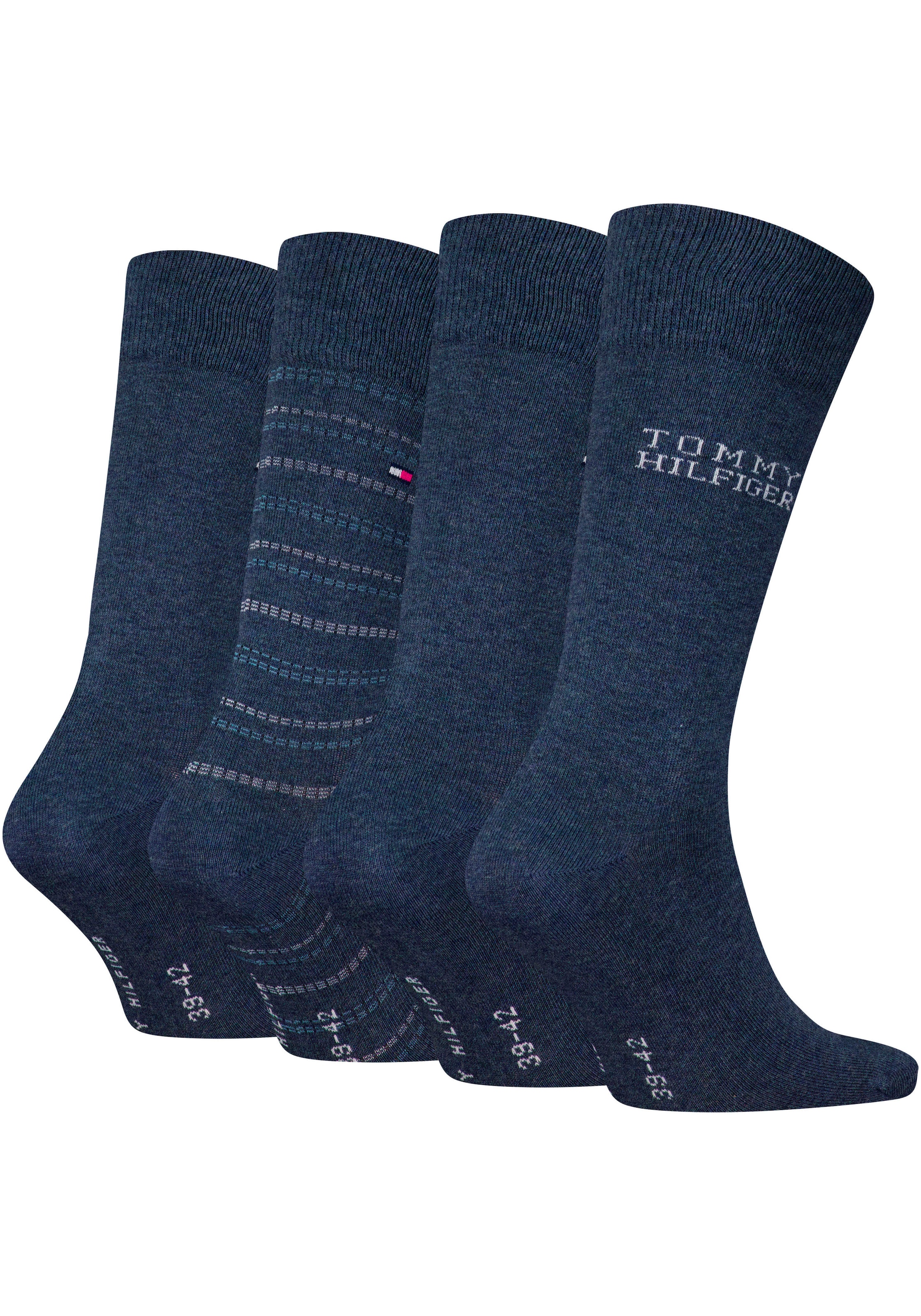 Tommy Hilfiger Socken, (4 Paar), Ideal zum Verschenken, Logoprägung, Geschenkbox