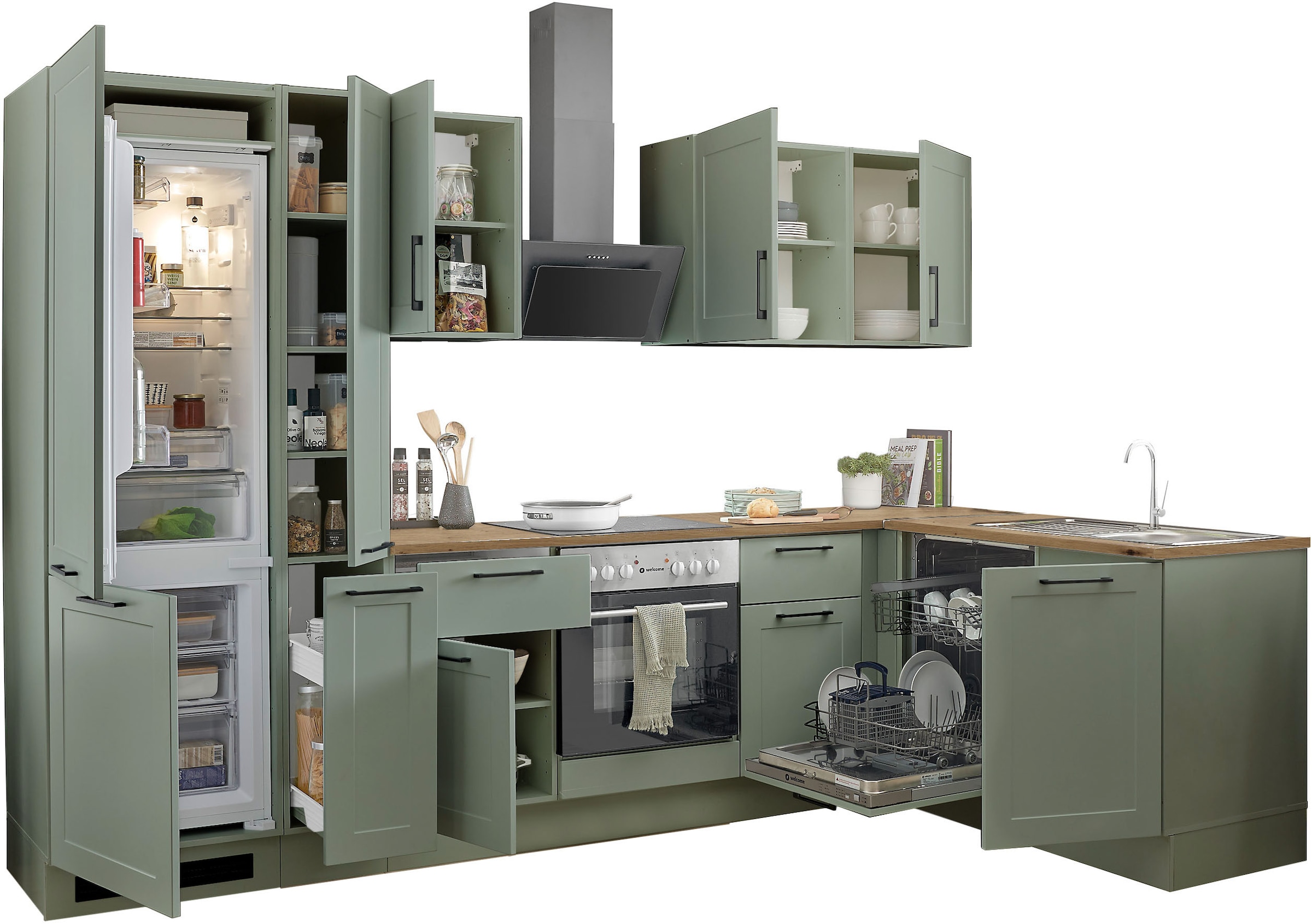 BASIC by Balculina Winkelküche »Marsi«, Stellmaße 310x175 cm, wahlweise mit E-Geräten, mit Soft-Close-Funktion