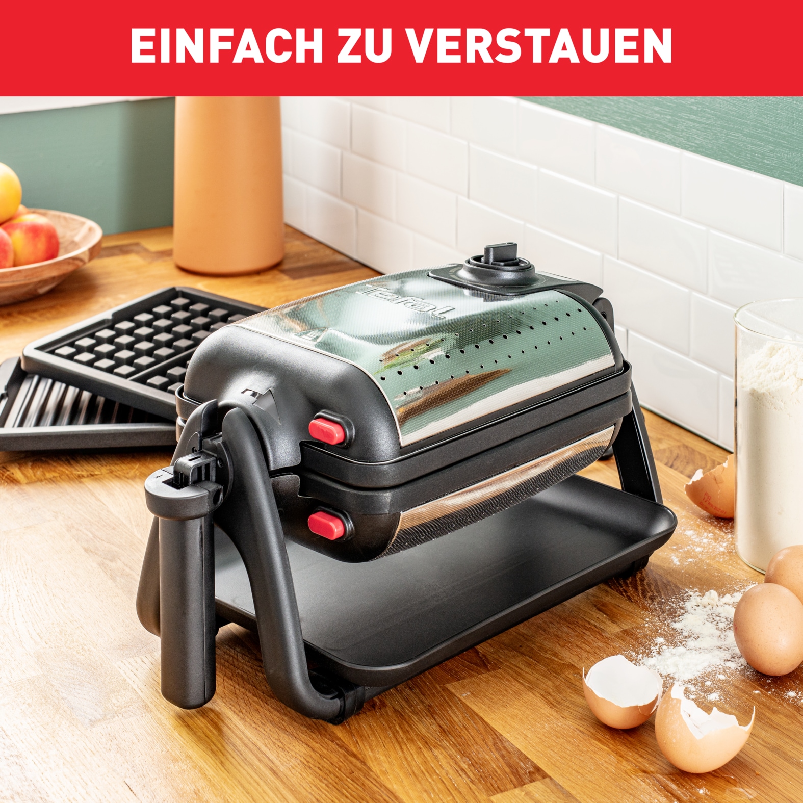 Tefal Waffeleisen »WM756D Kingsize« 1200 W für 2 belgische Waffeln, mit Dreh-Funktion, antihaftbeschichtet