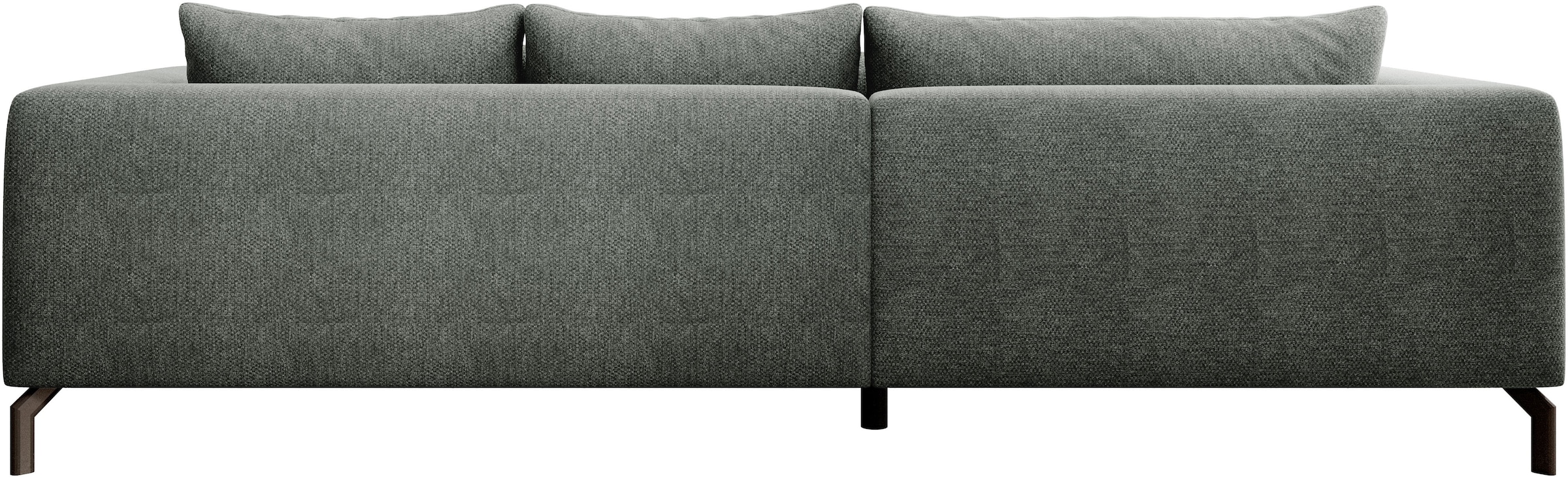 INOSIGN Ecksofa »Cross, mit softem Sitz, L-Form, wendbare Zierkissen, Breite 284 cm«, Couch mit vielen Kissen, stylische Kreuznaht, elegante Metallfüße