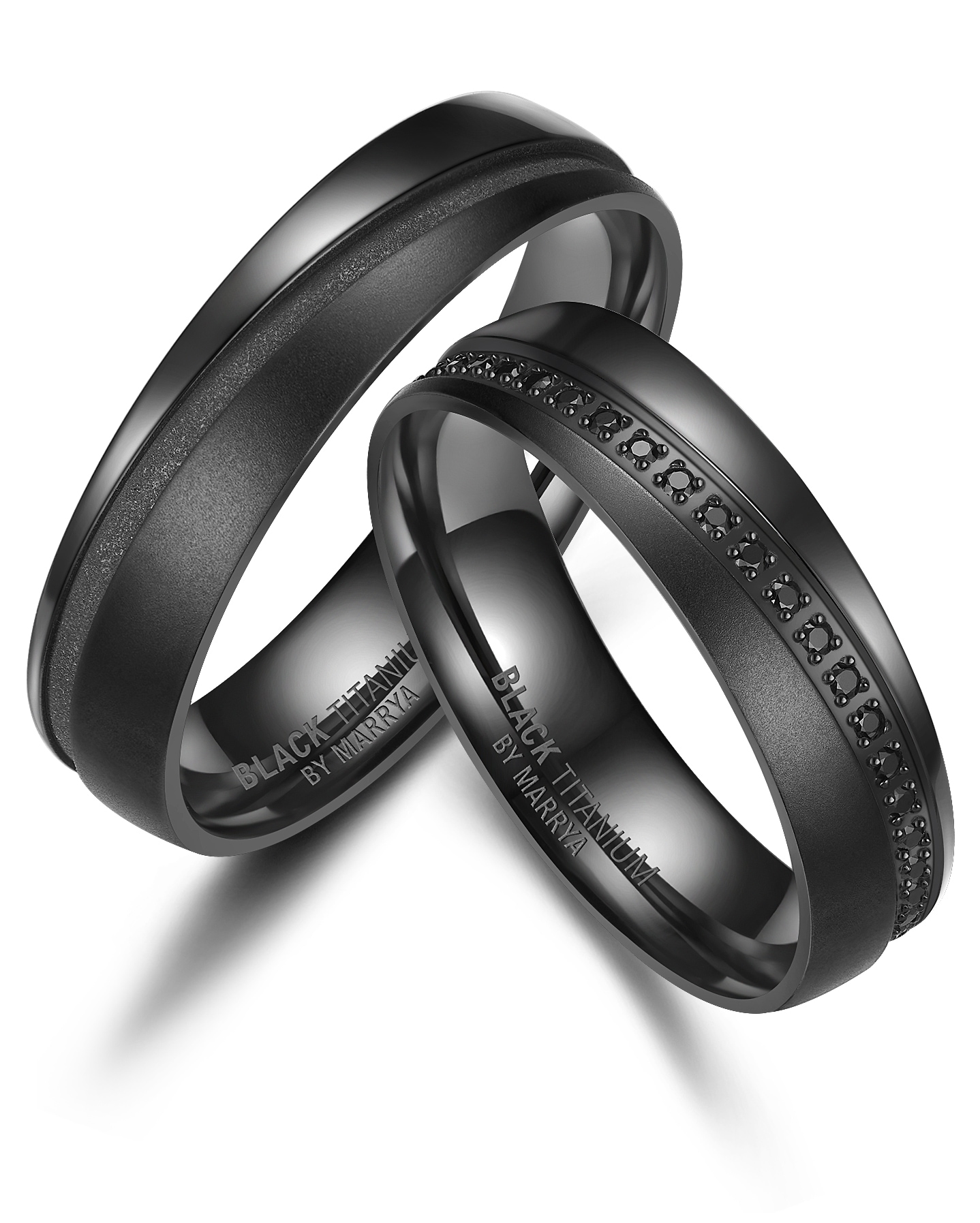 Marrya Perlenring »BLACK TITANIUM by MARRYA Black Titanium - Zirkonium Trauring Ehering Partnerring«